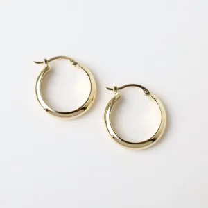 14k Yellow 18mm 1/2 Round Tube Hoop