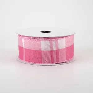 1.5" Eday Plaid Ribbon: Blush Pink & White (10 Yards)