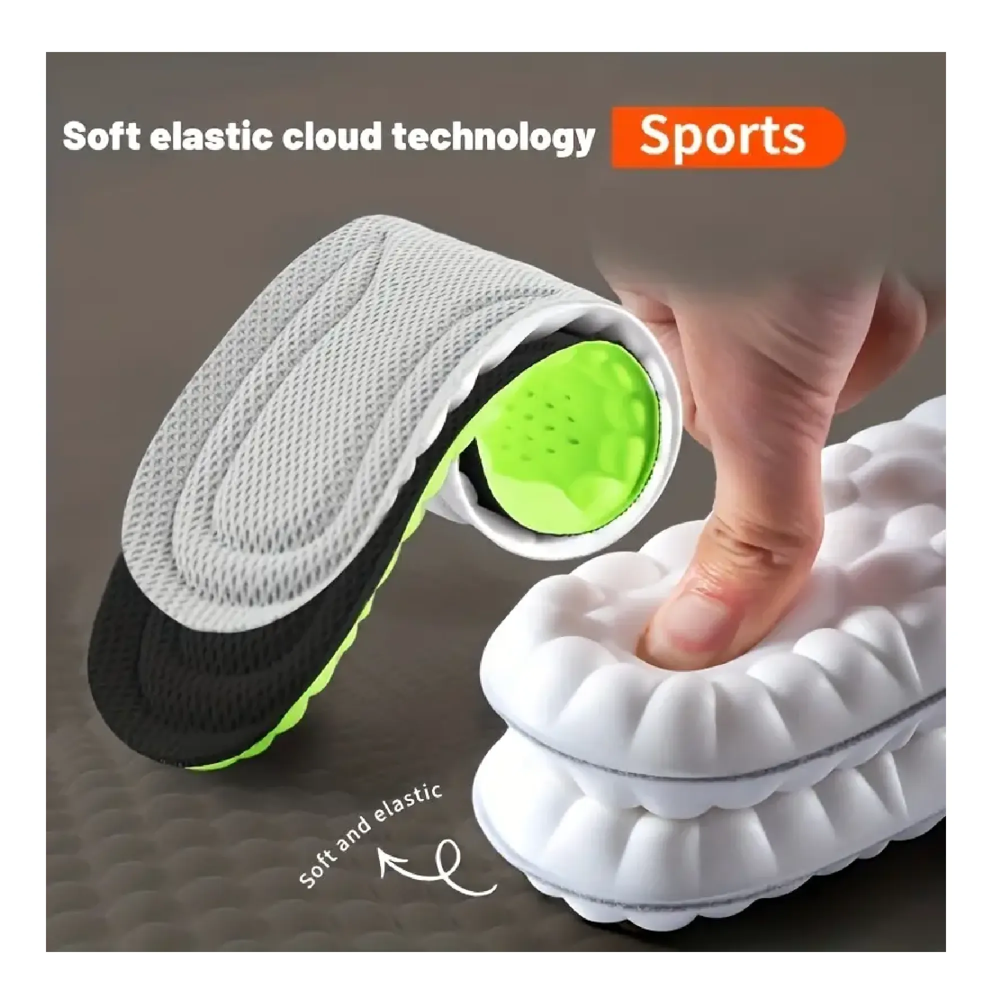 1pair Latex Sport Insoles Soft High Elasticity Shoe Pads Breathable Deodorant Shock Absorption Cushion Arch Support Insole For Men Women