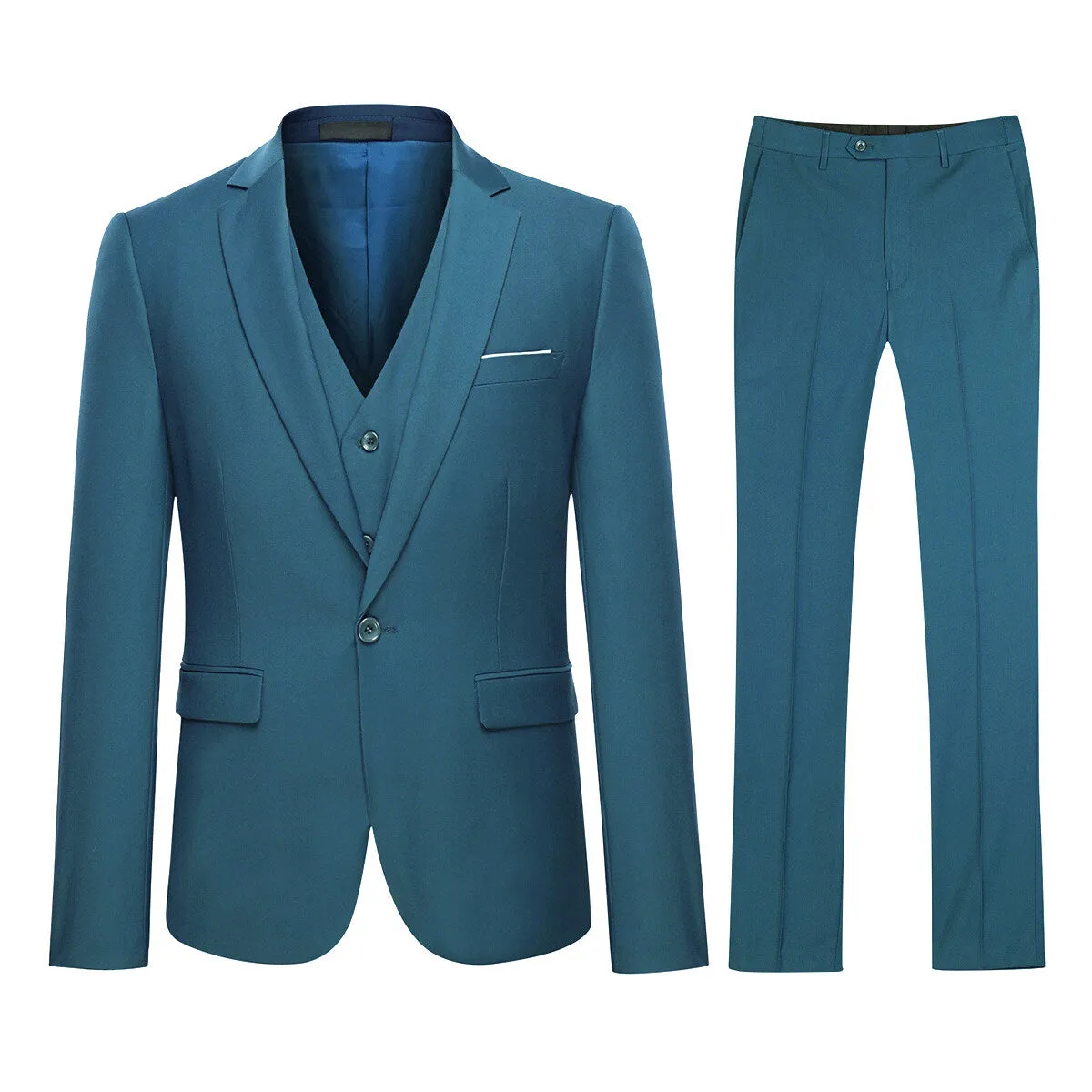 3-Piece One Button Formal Suit Blue Suit