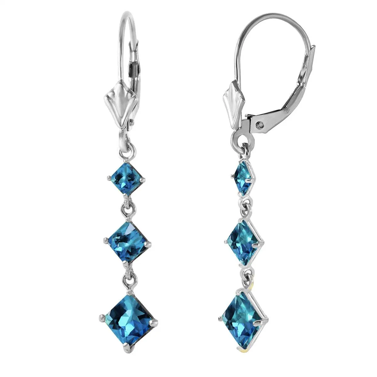 4.79 Carat 14K Solid White Gold For No Reason Blue Topaz Earrings