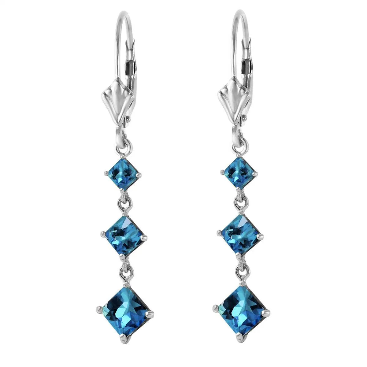 4.79 Carat 14K Solid White Gold For No Reason Blue Topaz Earrings