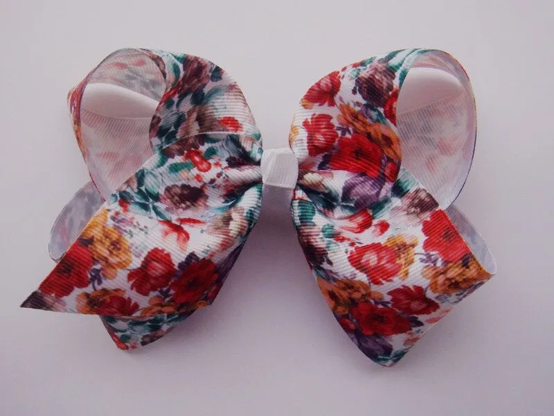 7in Printed Chunky Bow - Fall Floral