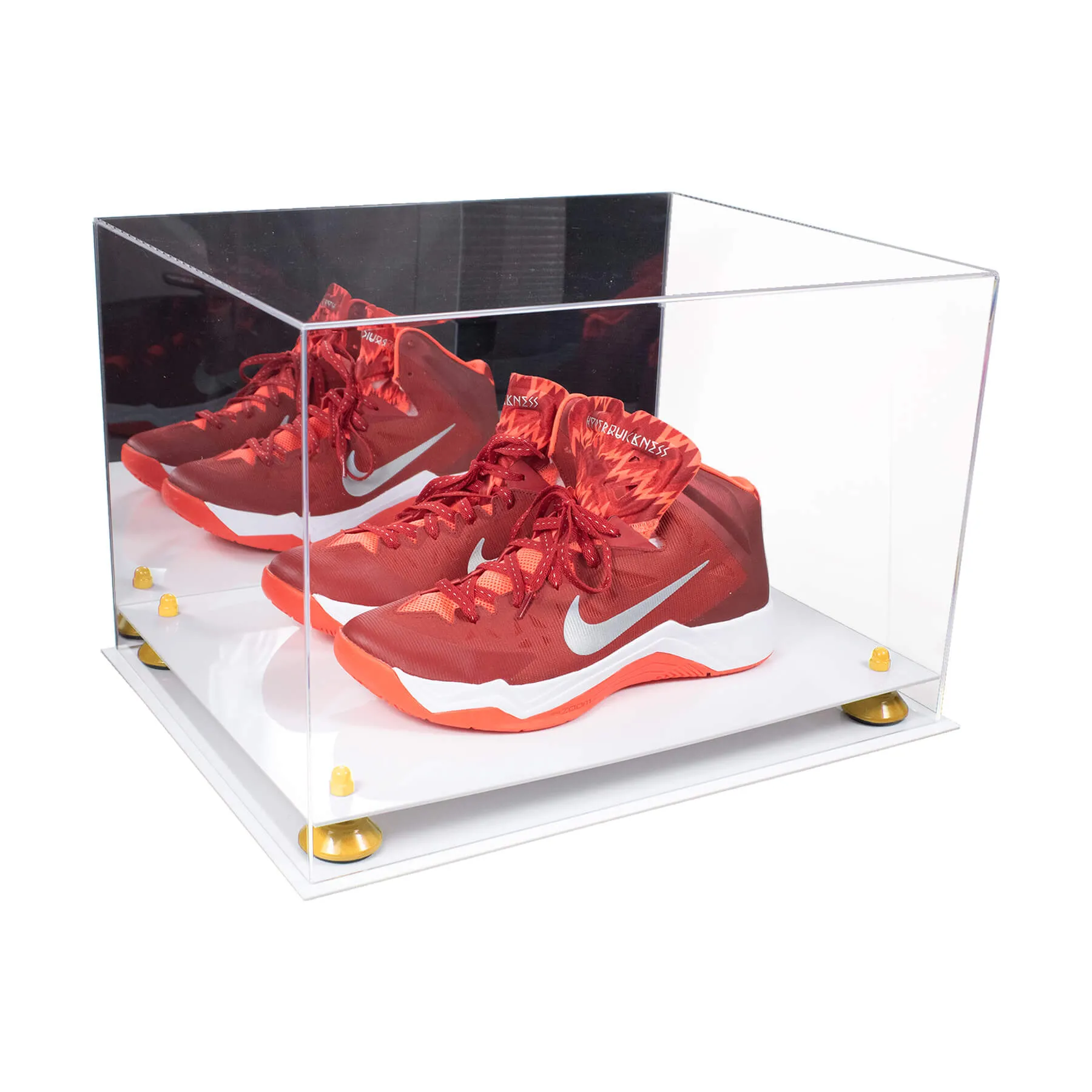 Acrylic Extra Large Shoe Display Case for Basketball Shoe, Hightop, Soccer & Football Cleats with Mirror -18 x 14 x 12 (A014/V60)