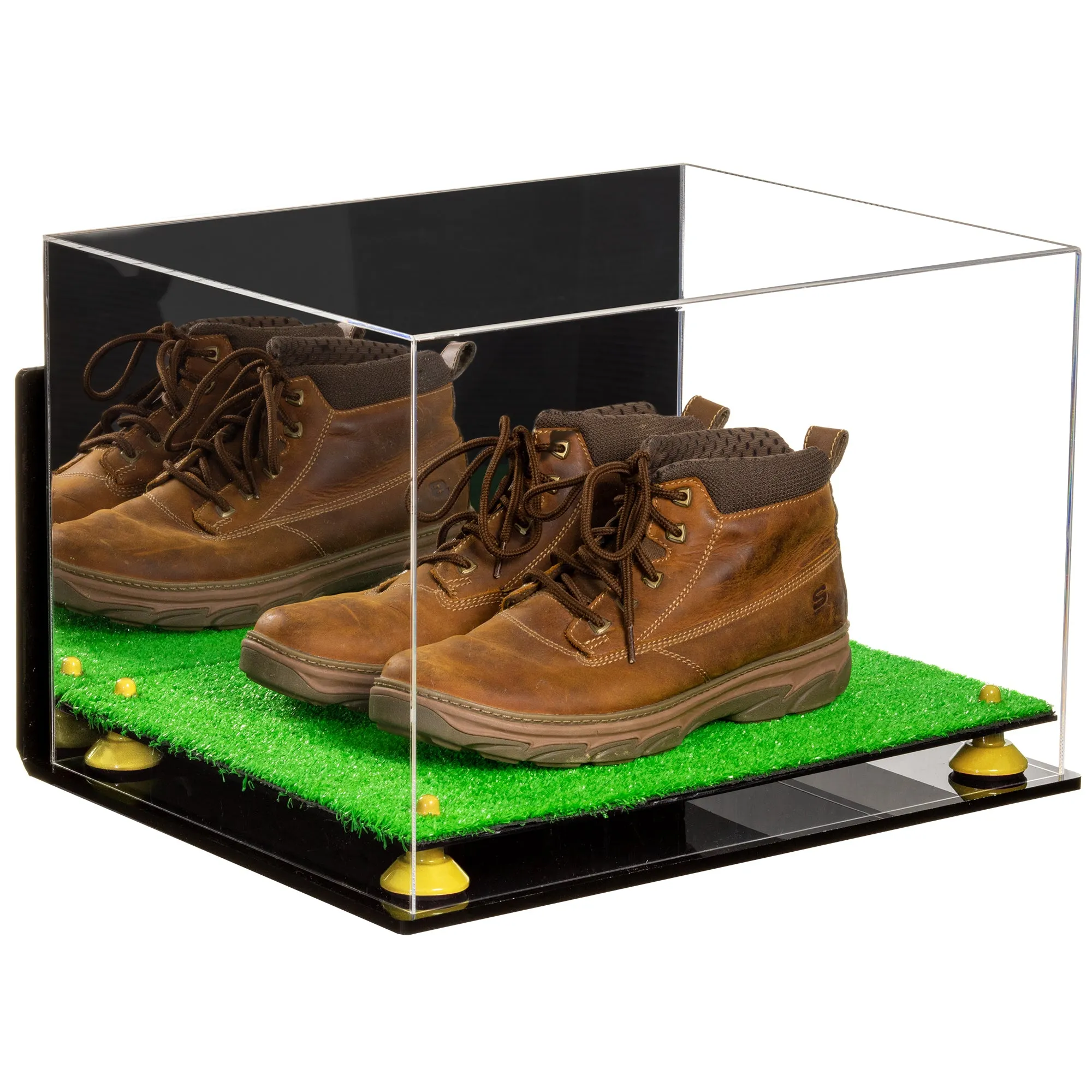 Acrylic Extra Large Shoe Display Case for Basketball Shoe, Hightop, Soccer & Football Cleats with Mirror -18 x 14 x 12 (A014/V60)