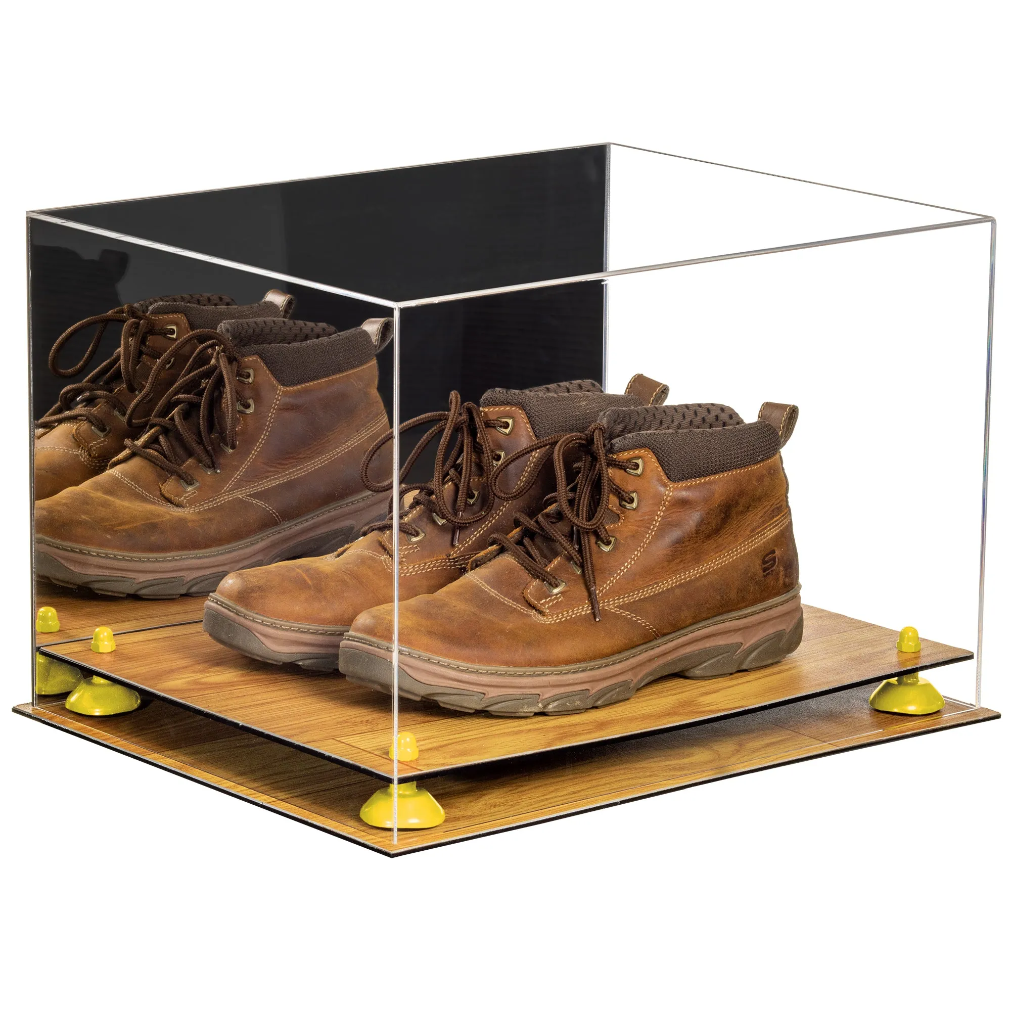 Acrylic Extra Large Shoe Display Case for Basketball Shoe, Hightop, Soccer & Football Cleats with Mirror -18 x 14 x 12 (A014/V60)