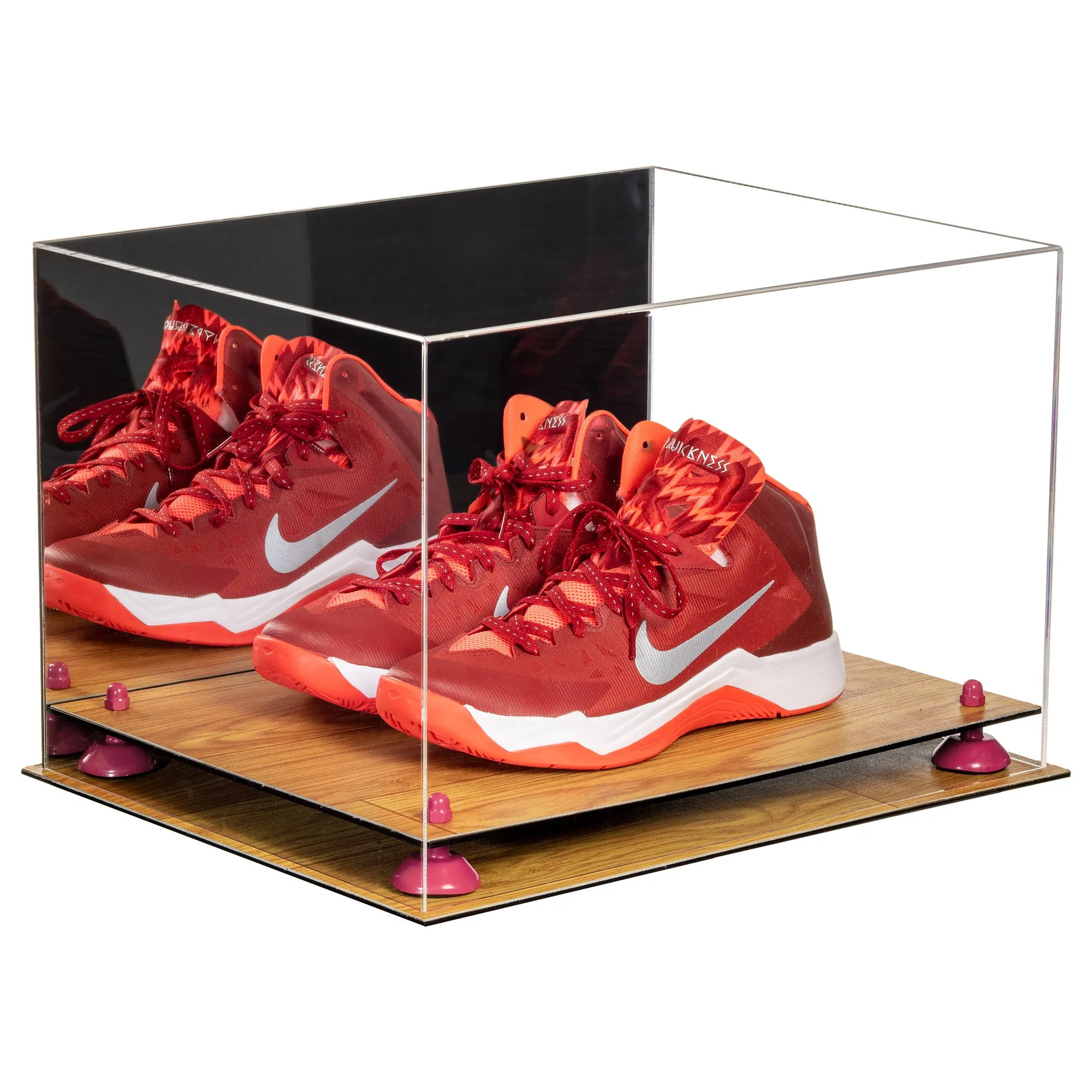 Acrylic Extra Large Shoe Display Case for Basketball Shoe, Hightop, Soccer & Football Cleats with Mirror -18 x 14 x 12 (A014/V60)