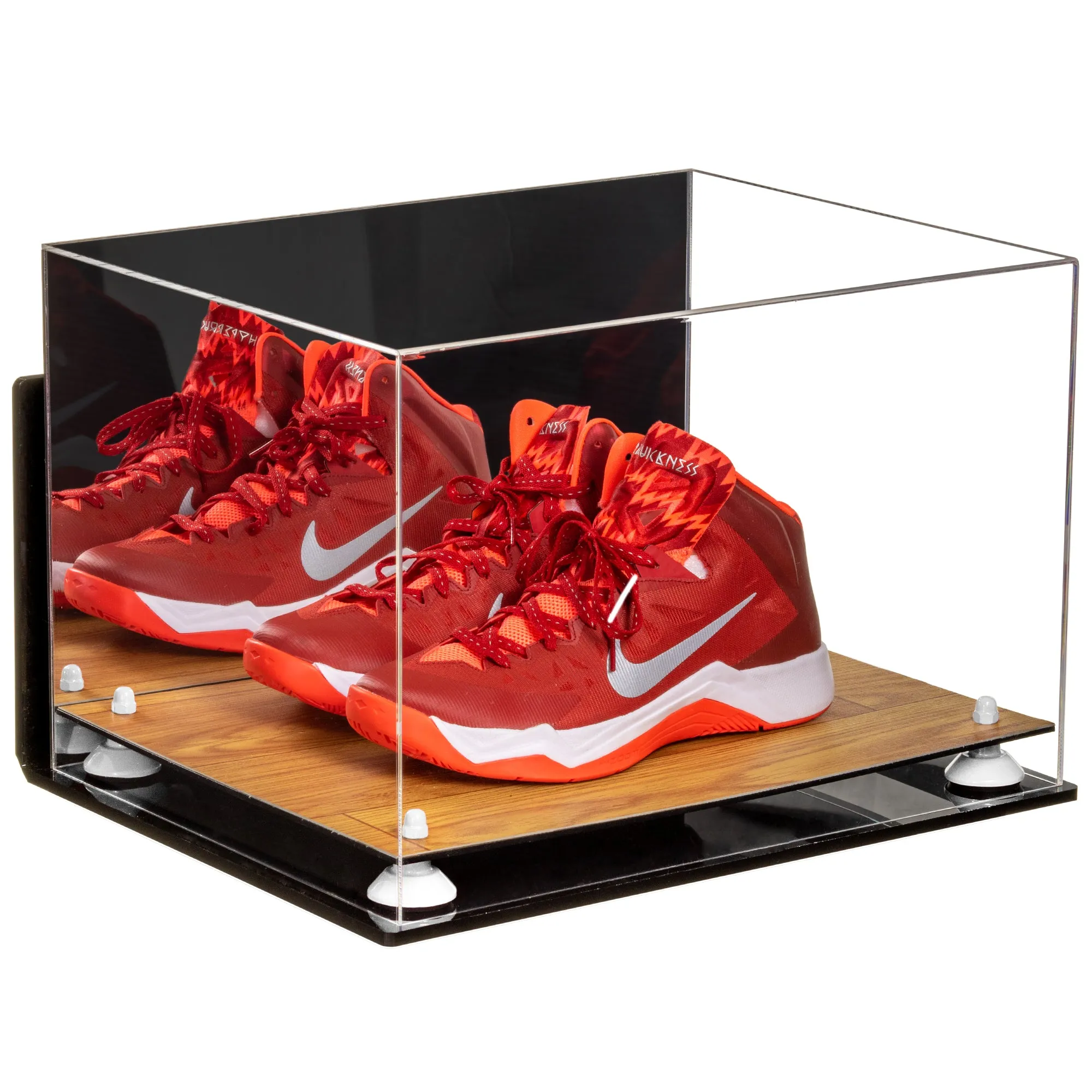 Acrylic Extra Large Shoe Display Case for Basketball Shoe, Hightop, Soccer & Football Cleats with Mirror -18 x 14 x 12 (A014/V60)