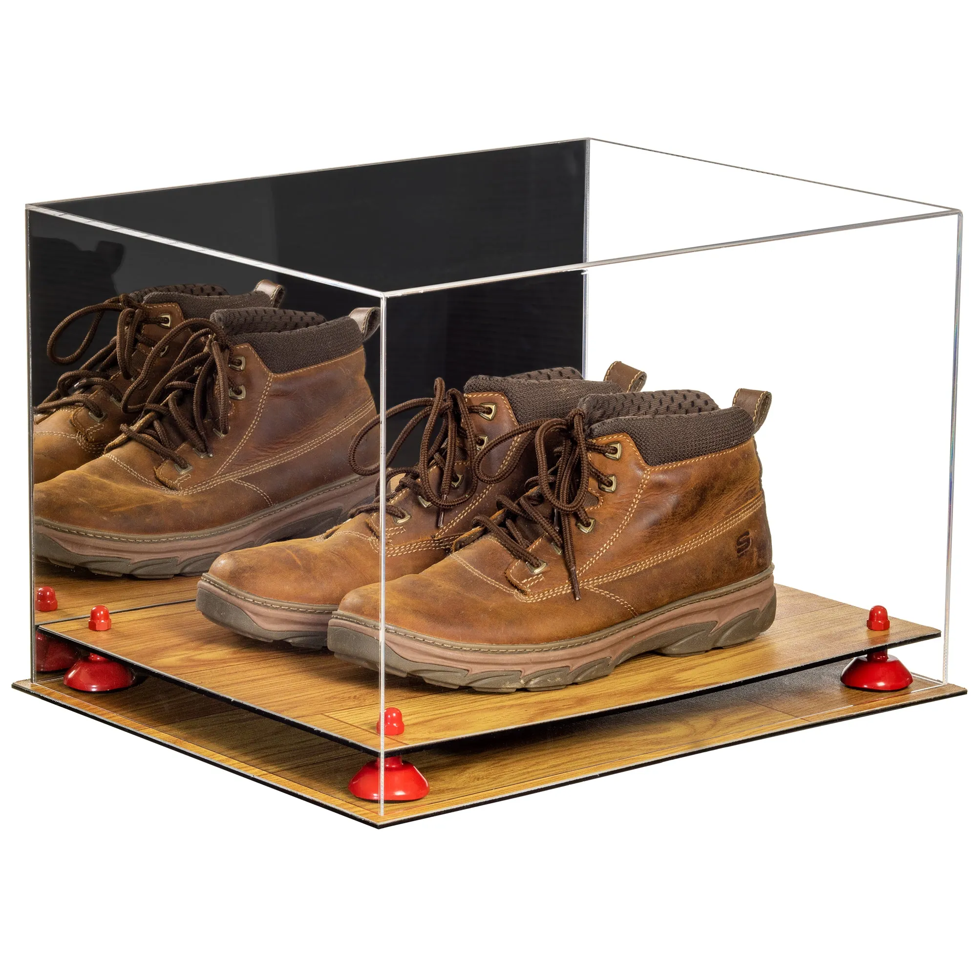 Acrylic Extra Large Shoe Display Case for Basketball Shoe, Hightop, Soccer & Football Cleats with Mirror -18 x 14 x 12 (A014/V60)