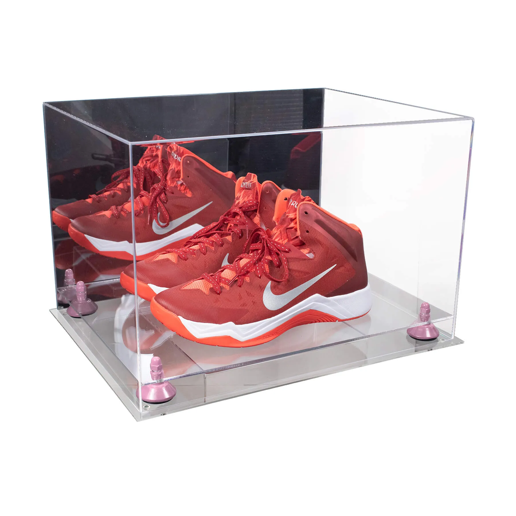 Acrylic Extra Large Shoe Display Case for Basketball Shoe, Hightop, Soccer & Football Cleats with Mirror -18 x 14 x 12 (A014/V60)