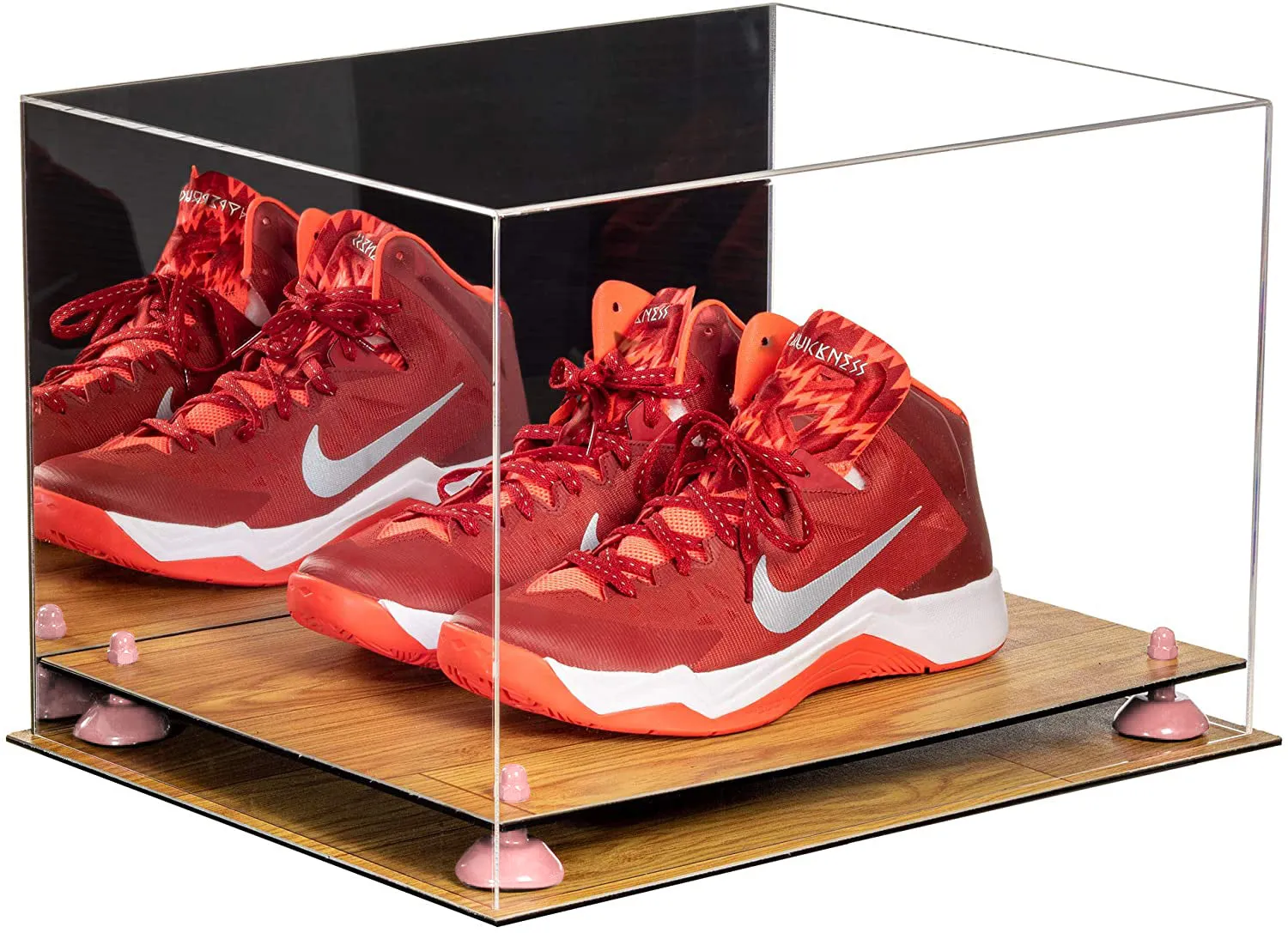 Acrylic Extra Large Shoe Display Case for Basketball Shoe, Hightop, Soccer & Football Cleats with Mirror -18 x 14 x 12 (A014/V60)