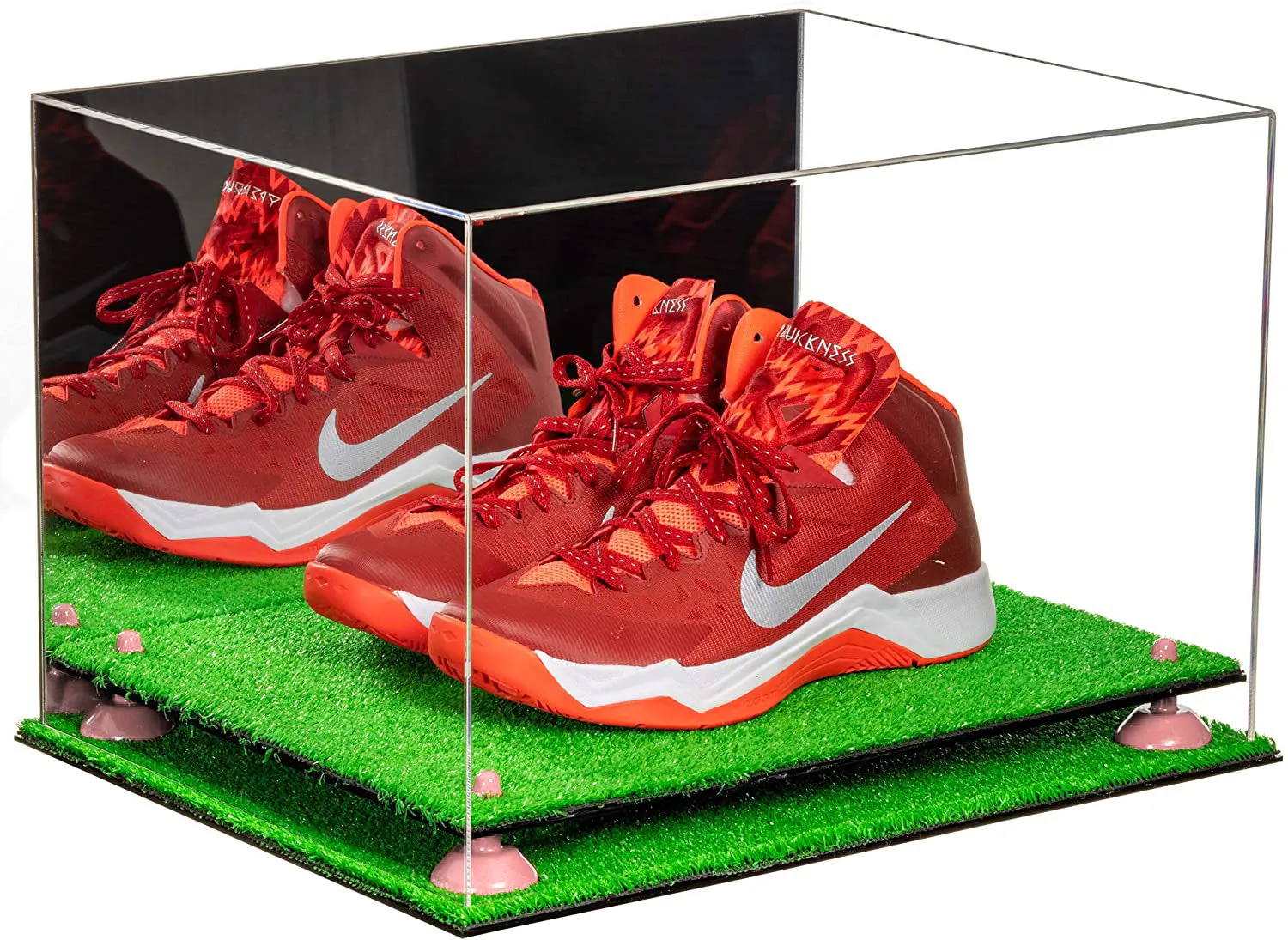 Acrylic Extra Large Shoe Display Case for Basketball Shoe, Hightop, Soccer & Football Cleats with Mirror -18 x 14 x 12 (A014/V60)