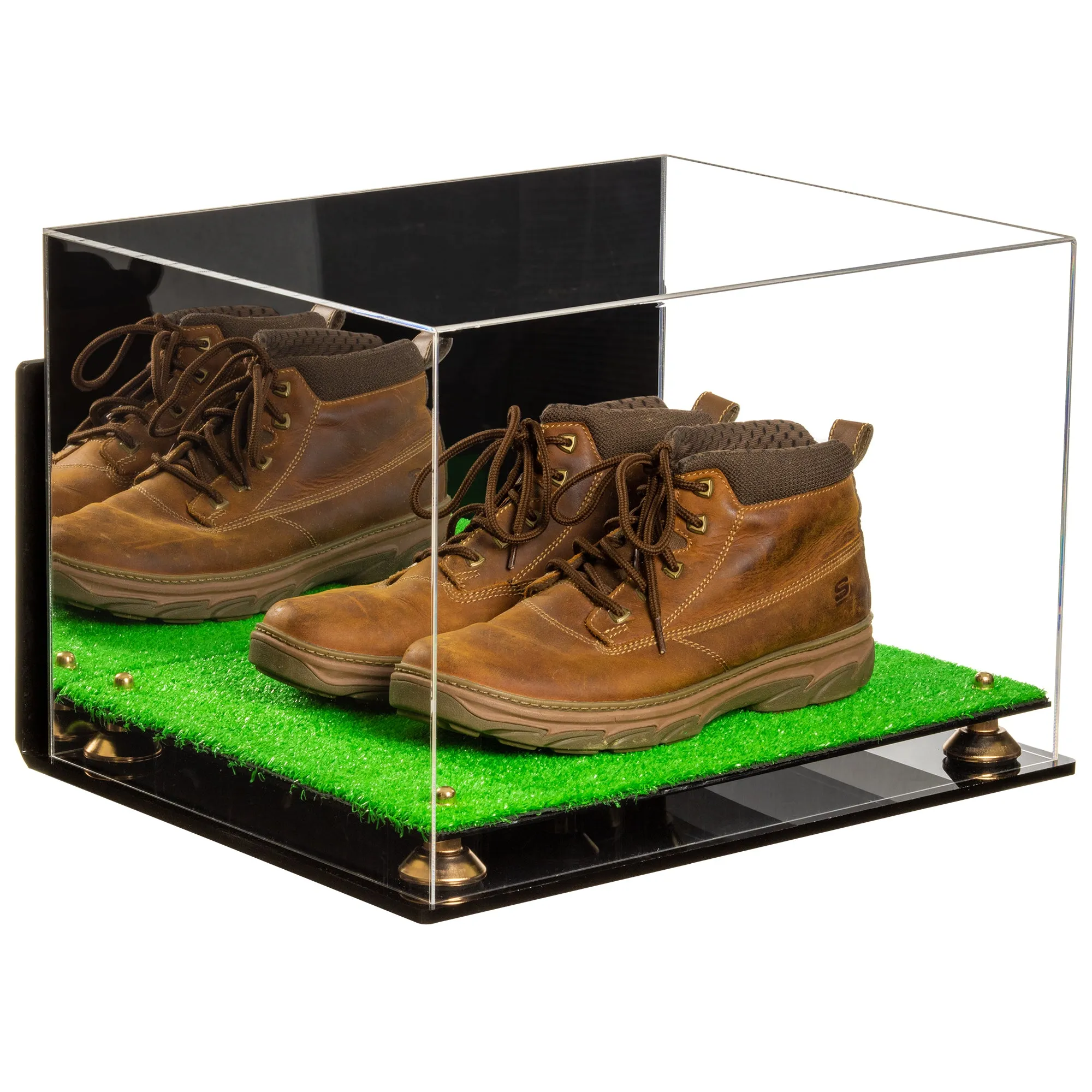 Acrylic Extra Large Shoe Display Case for Basketball Shoe, Hightop, Soccer & Football Cleats with Mirror -18 x 14 x 12 (A014/V60)