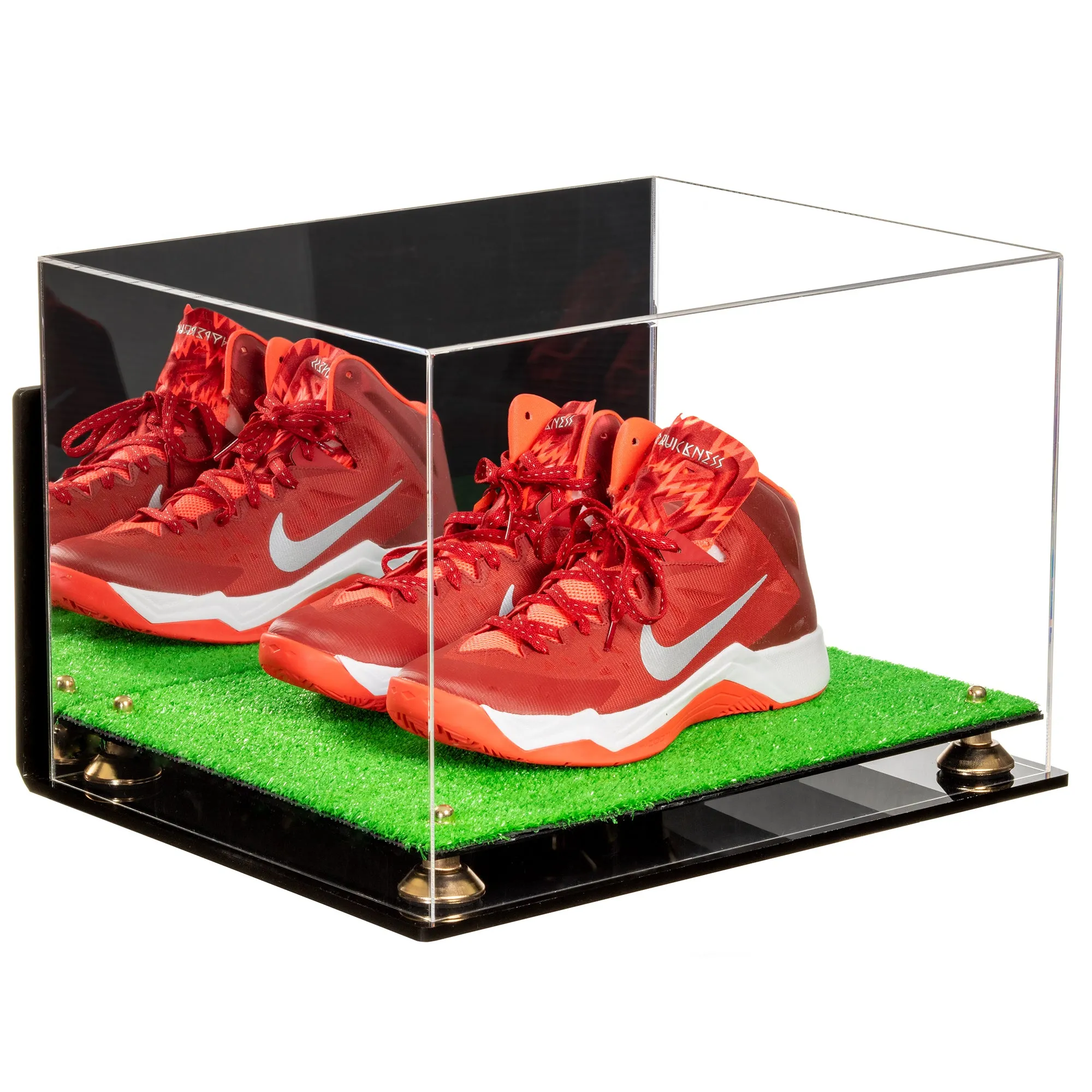 Acrylic Extra Large Shoe Display Case for Basketball Shoe, Hightop, Soccer & Football Cleats with Mirror -18 x 14 x 12 (A014/V60)