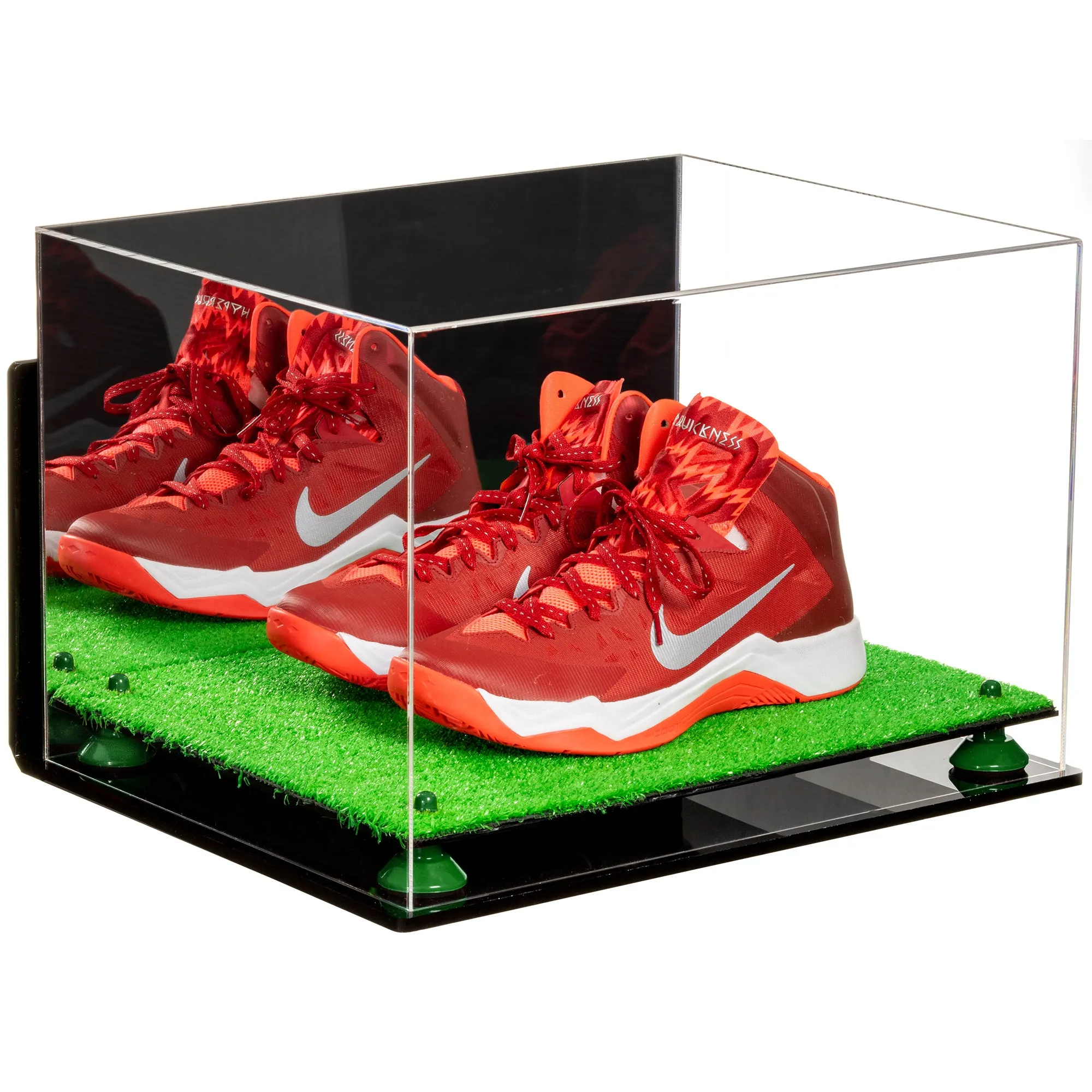 Acrylic Extra Large Shoe Display Case for Basketball Shoe, Hightop, Soccer & Football Cleats with Mirror -18 x 14 x 12 (A014/V60)