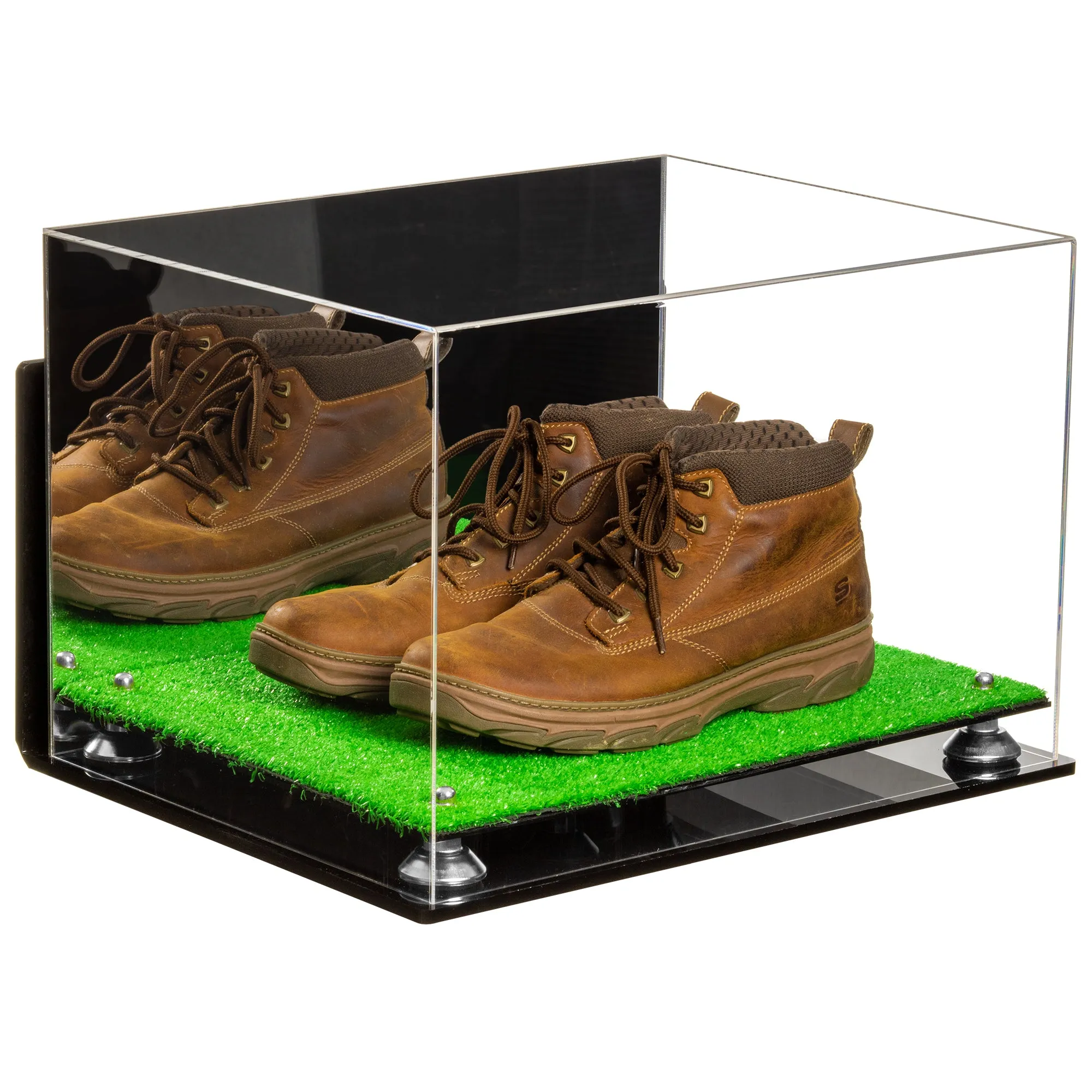 Acrylic Extra Large Shoe Display Case for Basketball Shoe, Hightop, Soccer & Football Cleats with Mirror -18 x 14 x 12 (A014/V60)