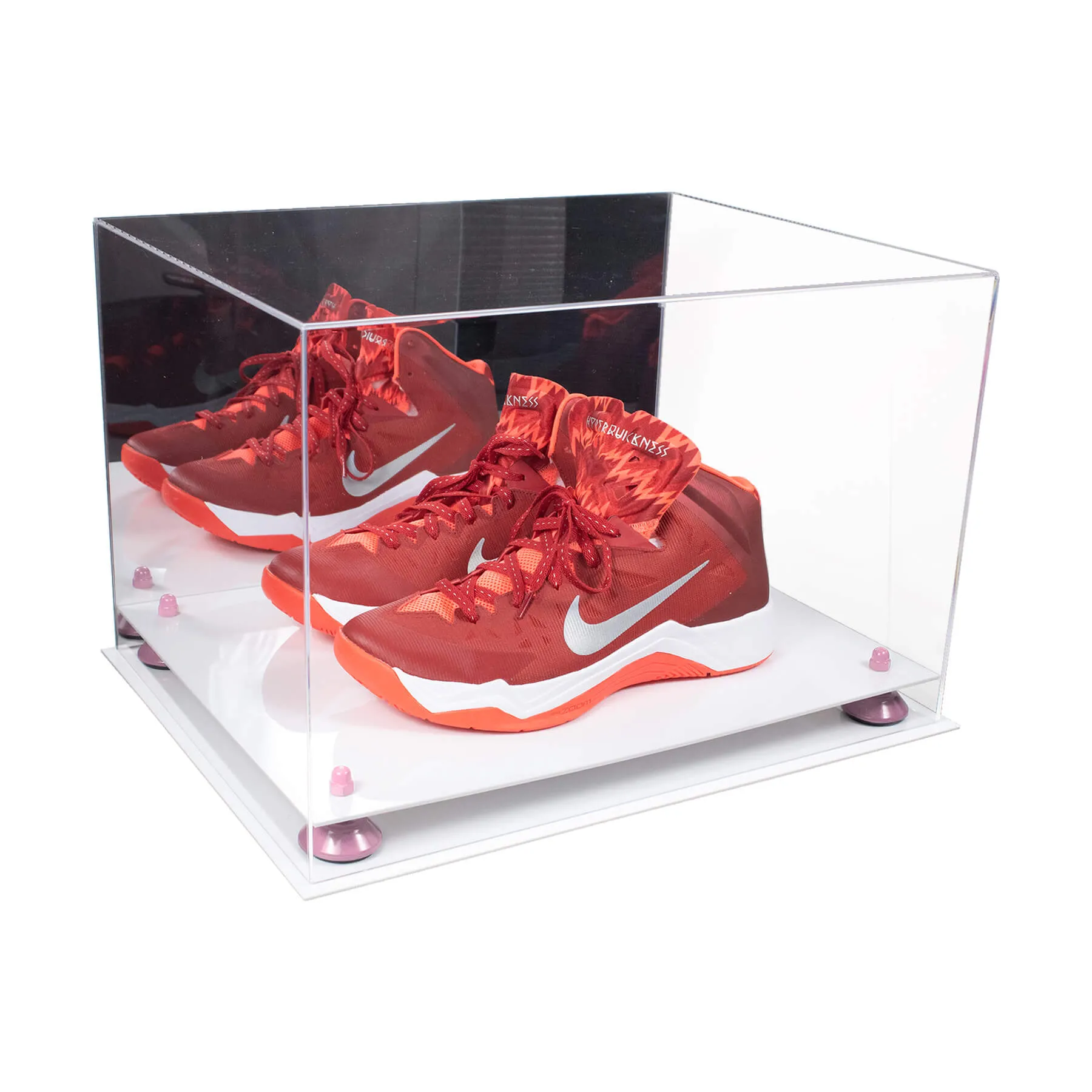 Acrylic Extra Large Shoe Display Case for Basketball Shoe, Hightop, Soccer & Football Cleats with Mirror -18 x 14 x 12 (A014/V60)