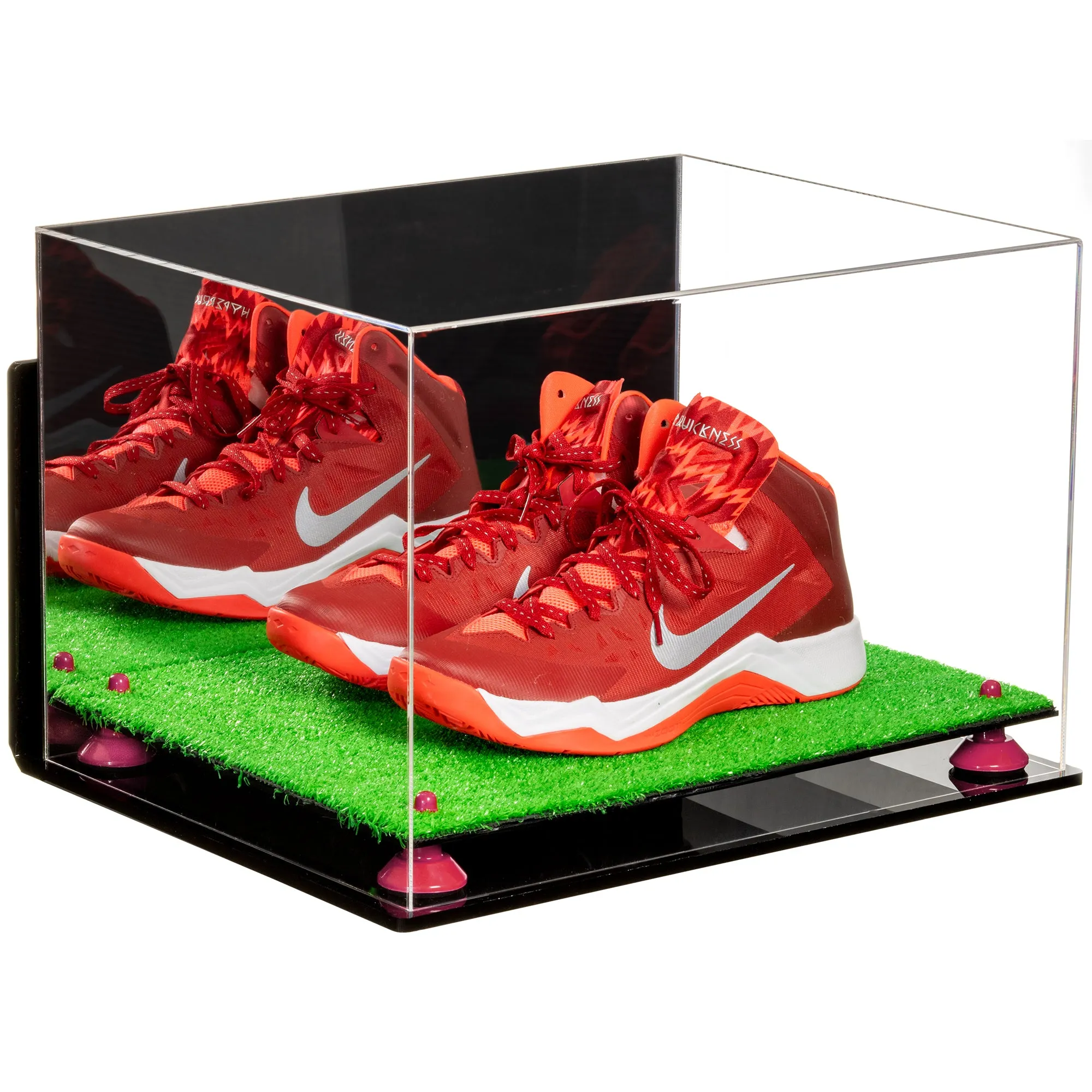 Acrylic Extra Large Shoe Display Case for Basketball Shoe, Hightop, Soccer & Football Cleats with Mirror -18 x 14 x 12 (A014/V60)