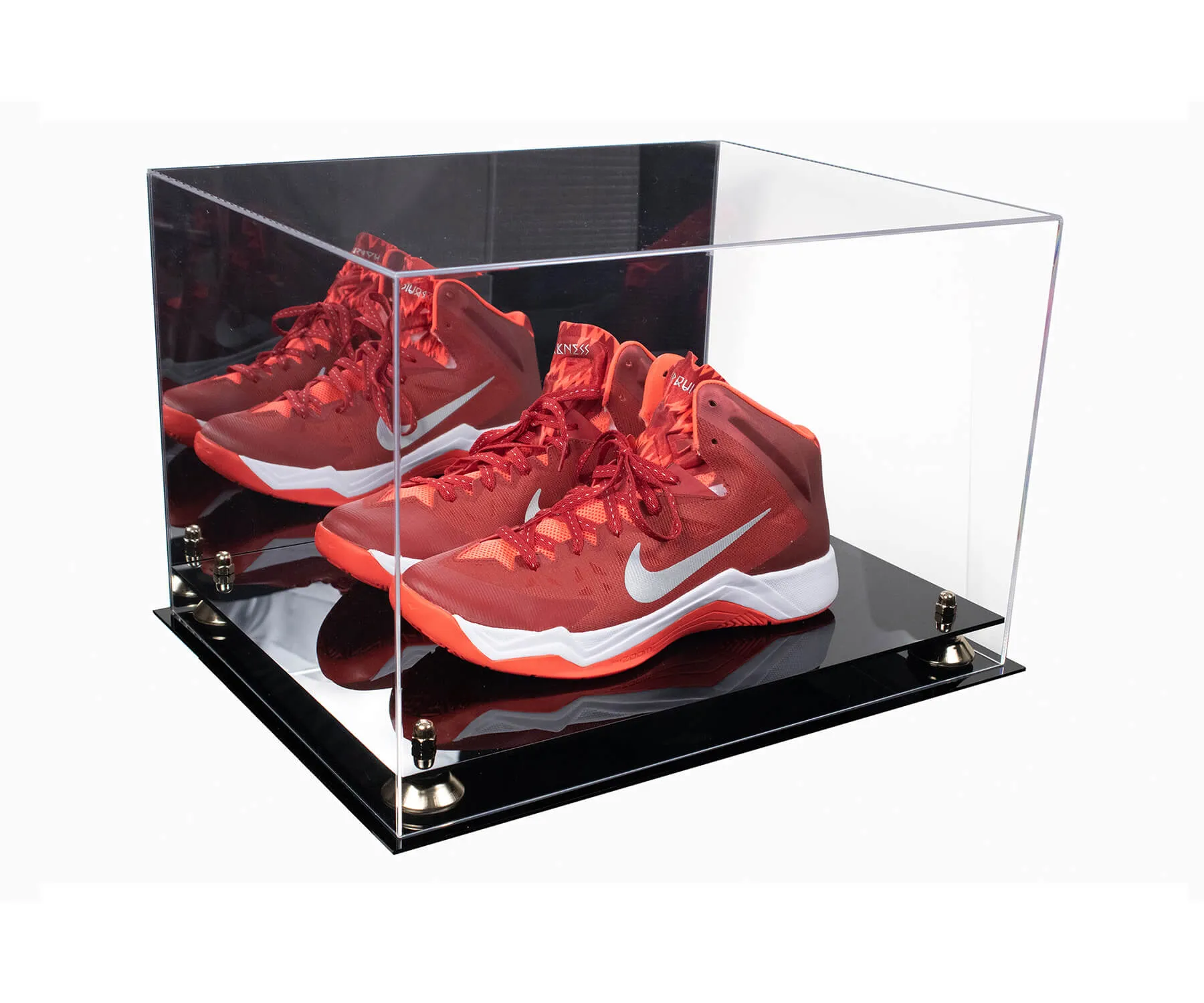 Acrylic Extra Large Shoe Display Case for Basketball Shoe, Hightop, Soccer & Football Cleats with Mirror -18 x 14 x 12 (A014/V60)