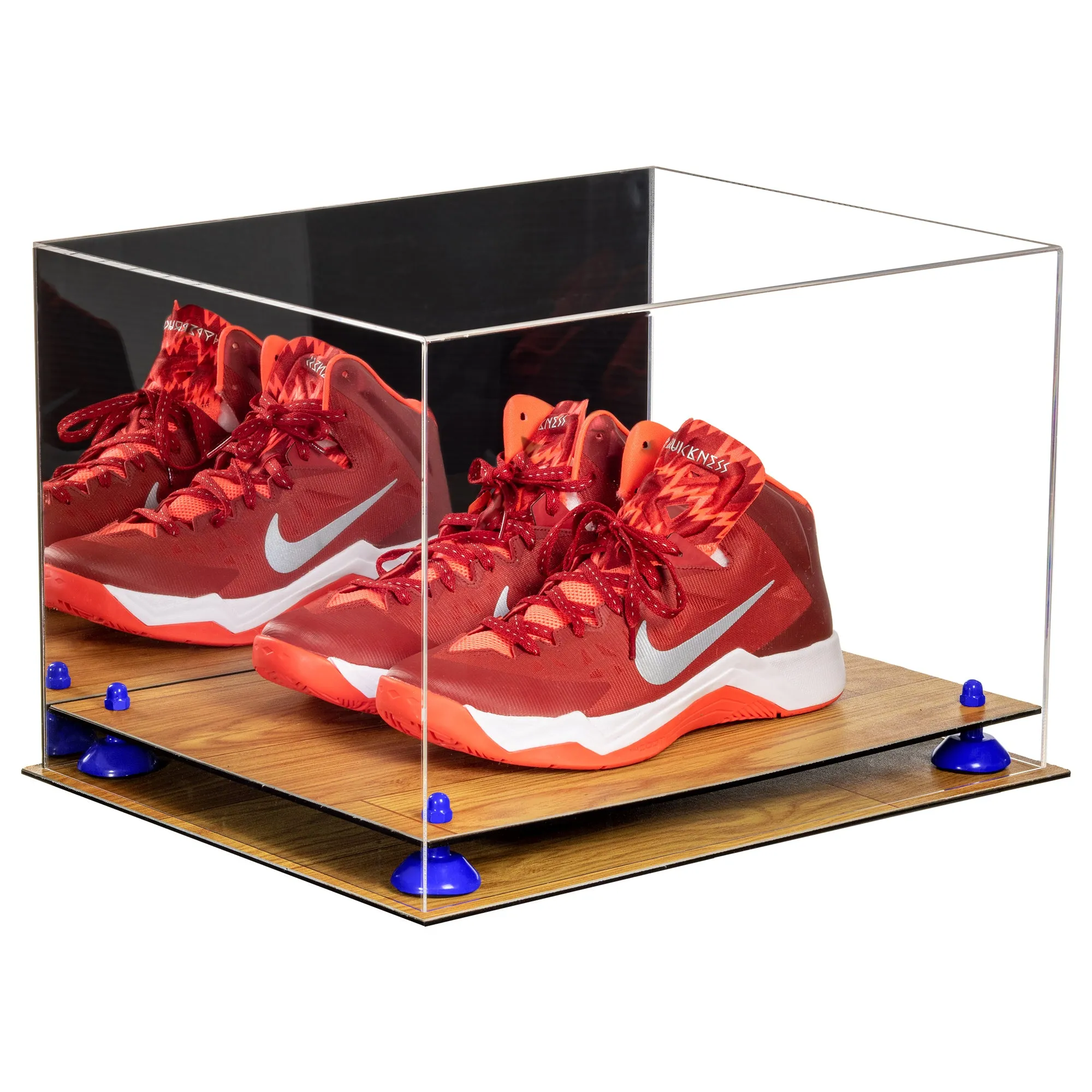 Acrylic Extra Large Shoe Display Case for Basketball Shoe, Hightop, Soccer & Football Cleats with Mirror -18 x 14 x 12 (A014/V60)