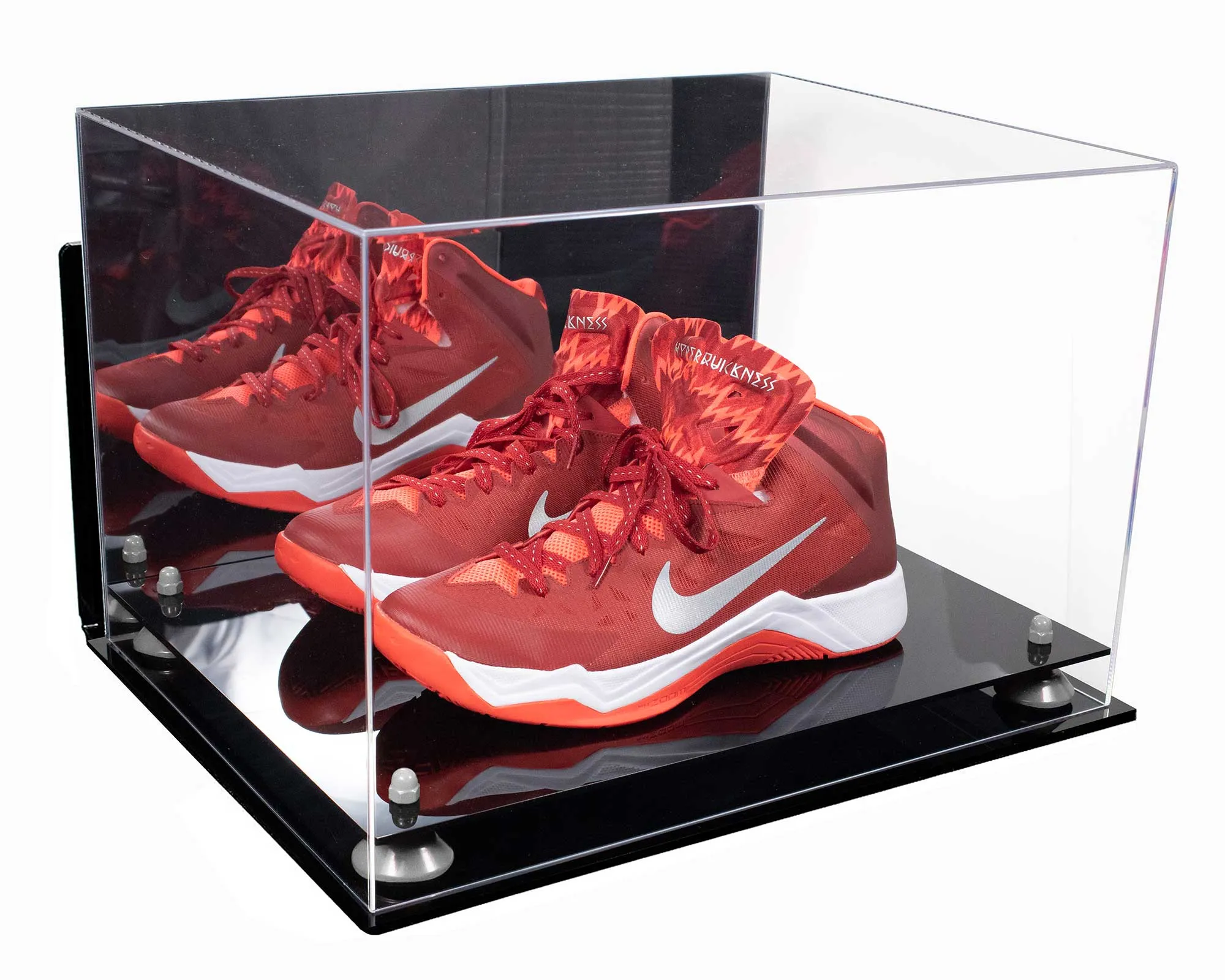 Acrylic Extra Large Shoe Display Case for Basketball Shoe, Hightop, Soccer & Football Cleats with Mirror -18 x 14 x 12 (A014/V60)