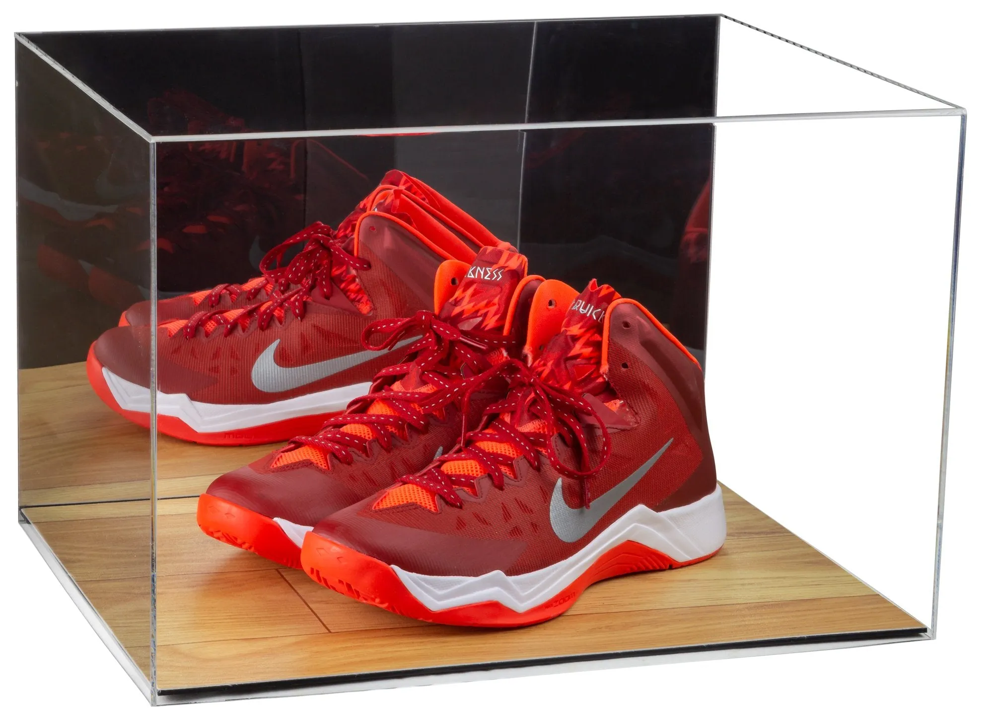 Acrylic Extra Large Shoe Display Case for Basketball Shoe, Hightop, Soccer & Football Cleats with Mirror -18 x 14 x 12 (A014/V60)