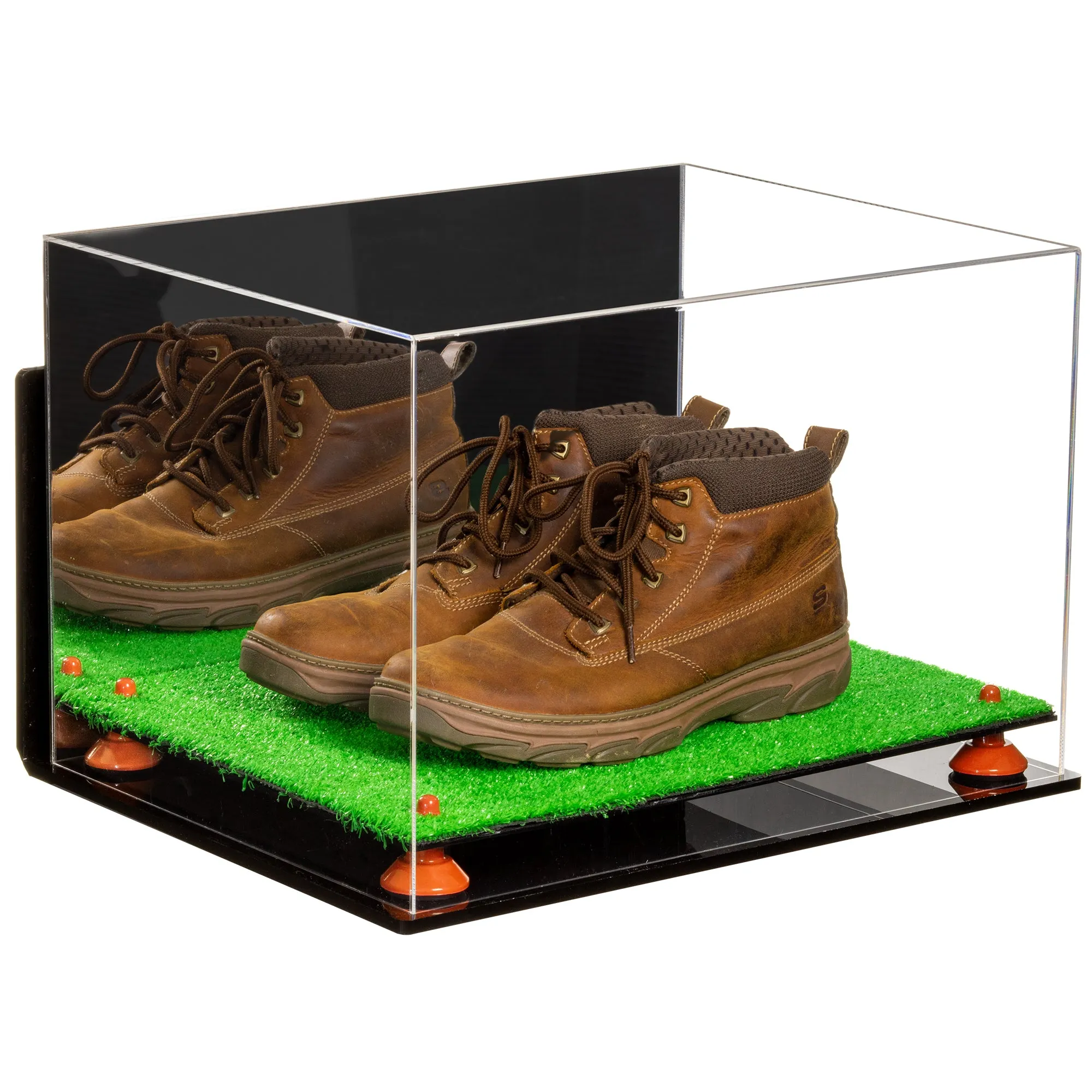 Acrylic Extra Large Shoe Display Case for Basketball Shoe, Hightop, Soccer & Football Cleats with Mirror -18 x 14 x 12 (A014/V60)