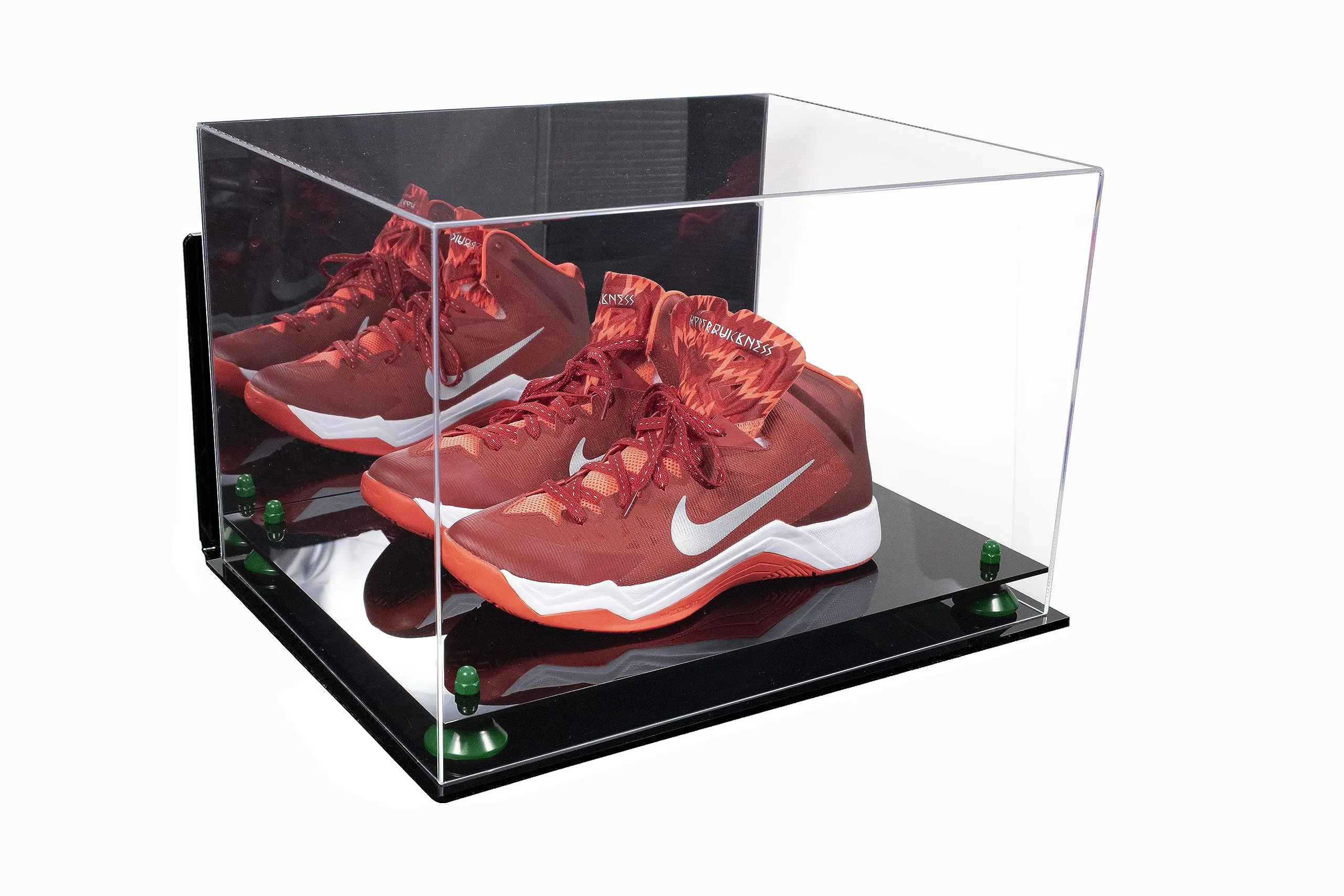 Acrylic Extra Large Shoe Display Case for Basketball Shoe, Hightop, Soccer & Football Cleats with Mirror -18 x 14 x 12 (A014/V60)