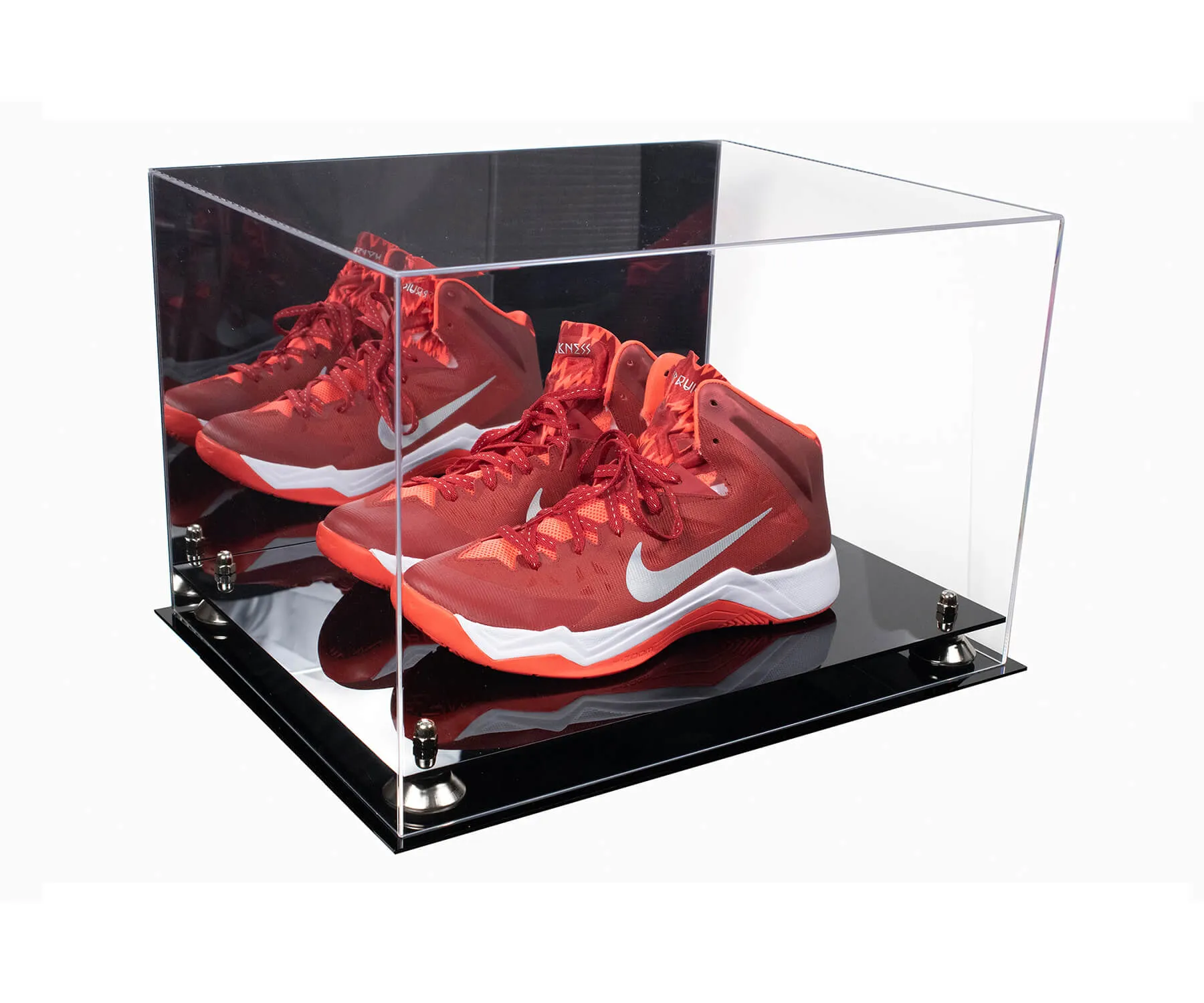 Acrylic Extra Large Shoe Display Case for Basketball Shoe, Hightop, Soccer & Football Cleats with Mirror -18 x 14 x 12 (A014/V60)