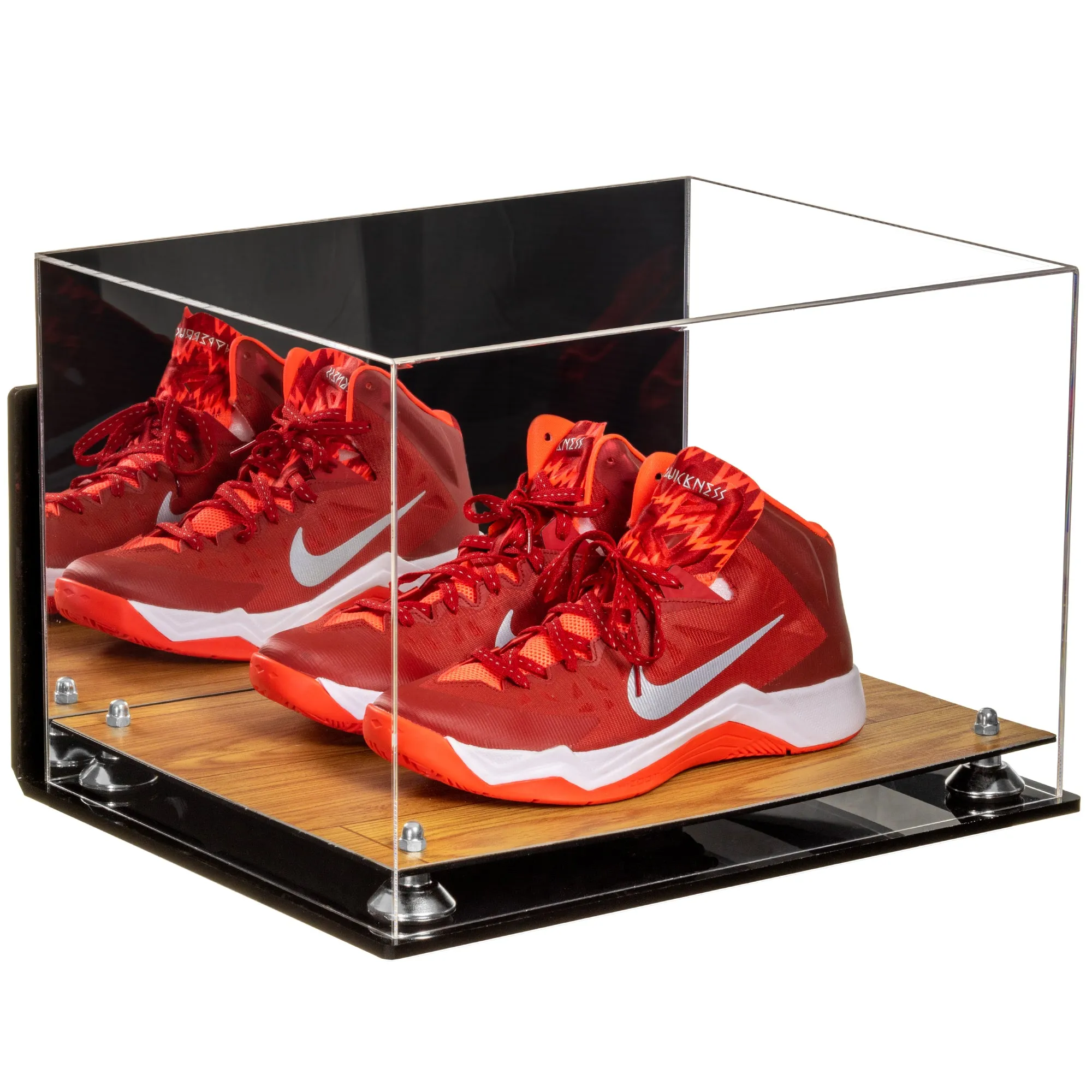 Acrylic Extra Large Shoe Display Case for Basketball Shoe, Hightop, Soccer & Football Cleats with Mirror -18 x 14 x 12 (A014/V60)