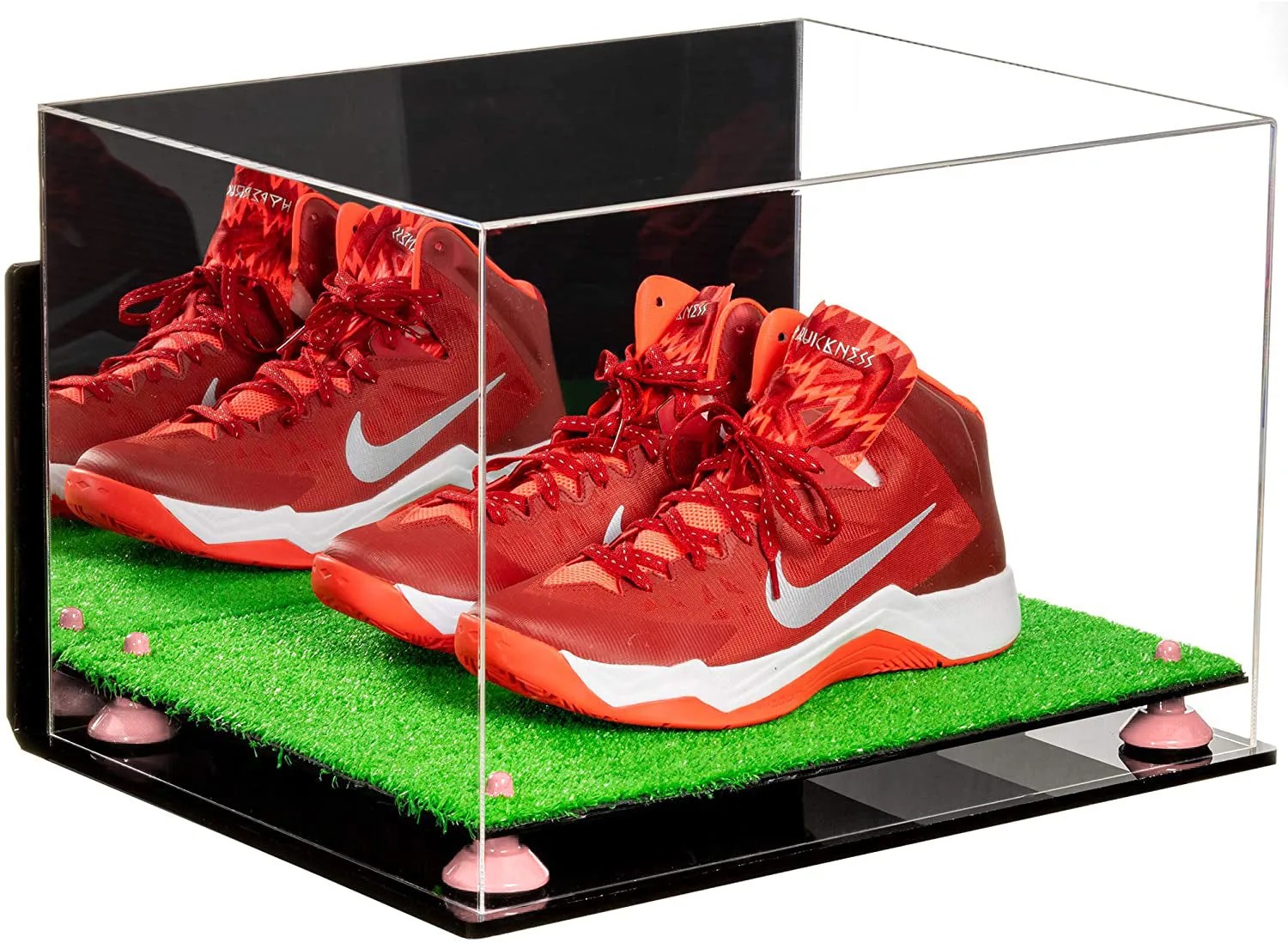 Acrylic Extra Large Shoe Display Case for Basketball Shoe, Hightop, Soccer & Football Cleats with Mirror -18 x 14 x 12 (A014/V60)