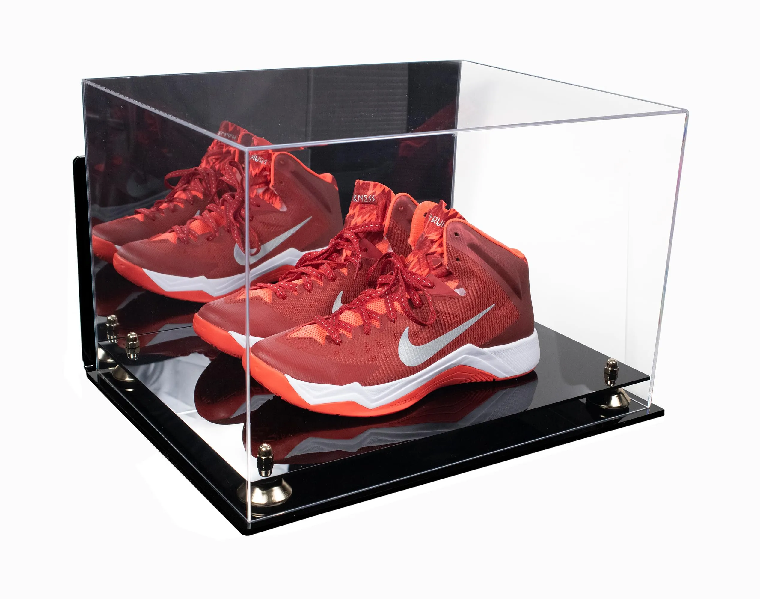 Acrylic Extra Large Shoe Display Case for Basketball Shoe, Hightop, Soccer & Football Cleats with Mirror -18 x 14 x 12 (A014/V60)