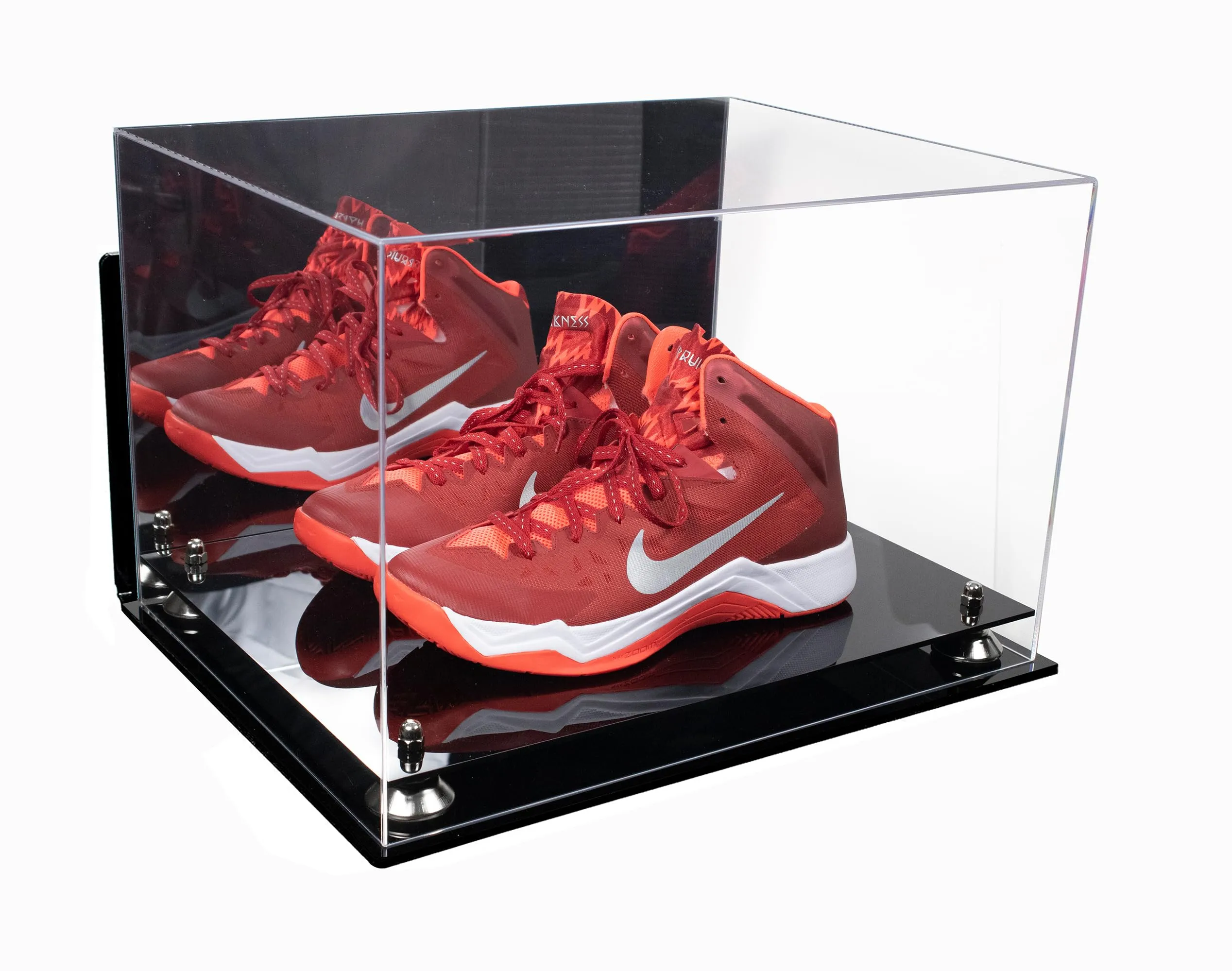 Acrylic Extra Large Shoe Display Case for Basketball Shoe, Hightop, Soccer & Football Cleats with Mirror -18 x 14 x 12 (A014/V60)