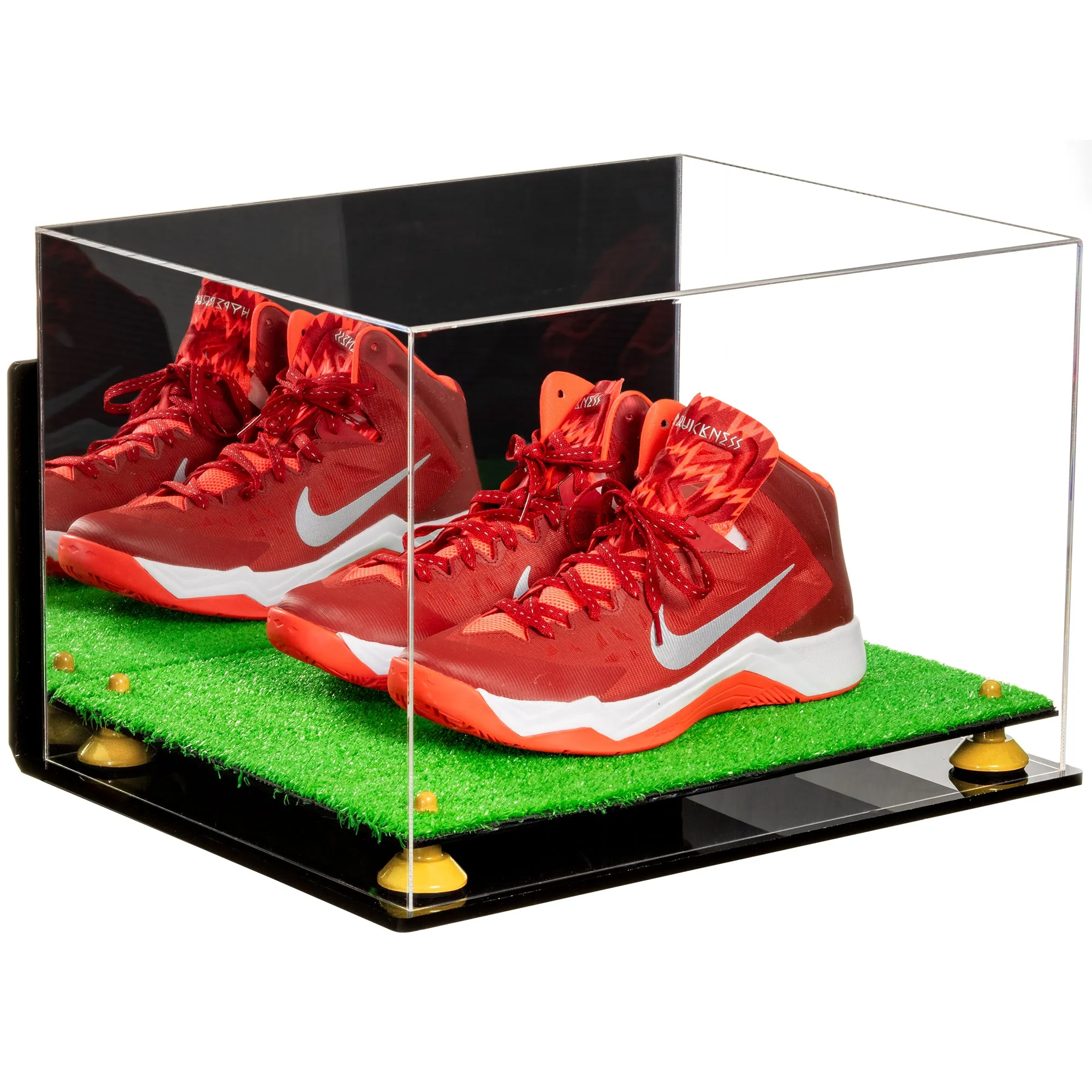 Acrylic Extra Large Shoe Display Case for Basketball Shoe, Hightop, Soccer & Football Cleats with Mirror -18 x 14 x 12 (A014/V60)