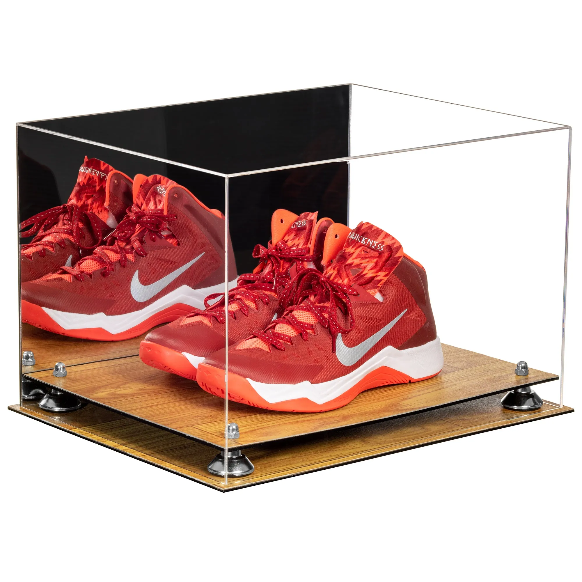 Acrylic Extra Large Shoe Display Case for Basketball Shoe, Hightop, Soccer & Football Cleats with Mirror -18 x 14 x 12 (A014/V60)