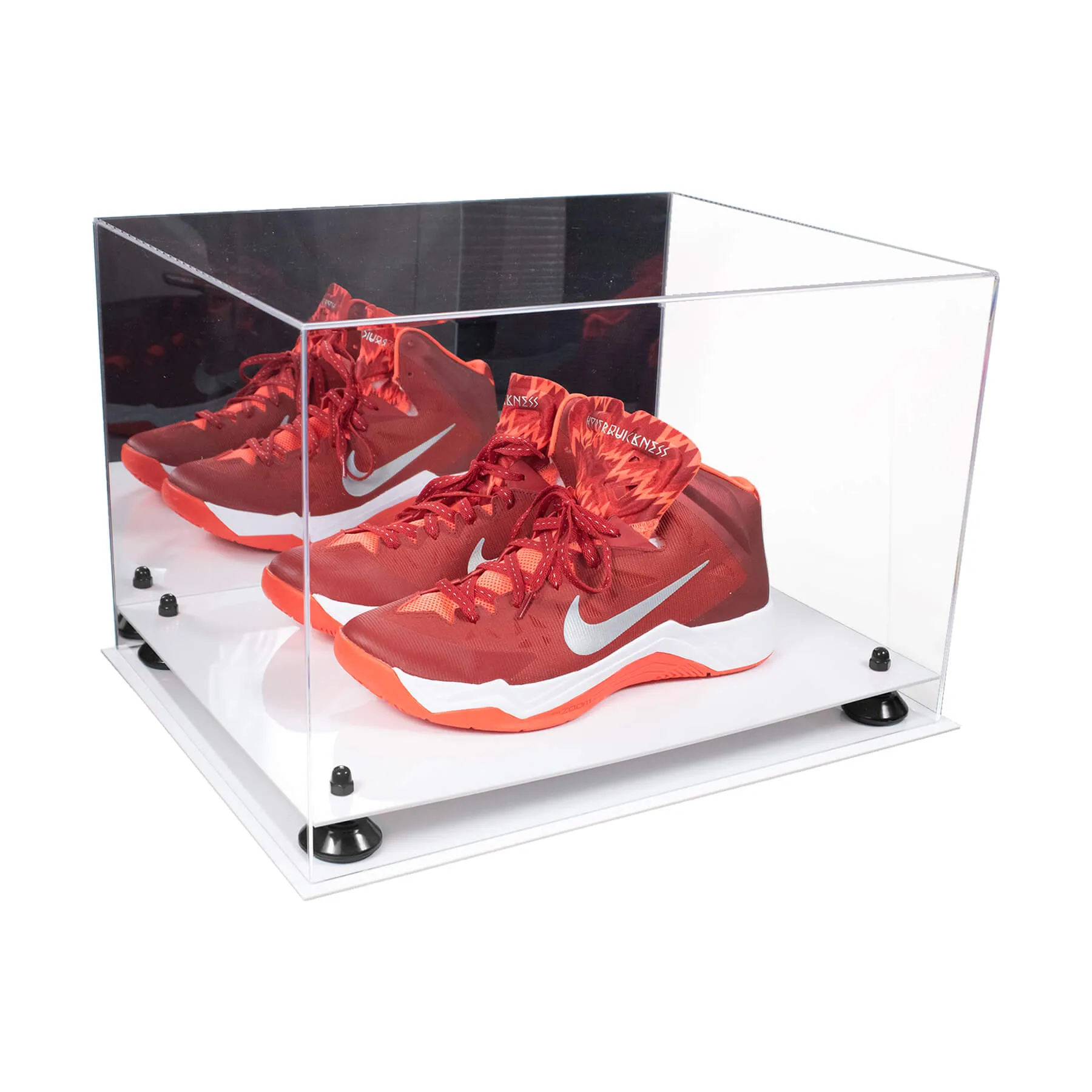 Acrylic Extra Large Shoe Display Case for Basketball Shoe, Hightop, Soccer & Football Cleats with Mirror -18 x 14 x 12 (A014/V60)