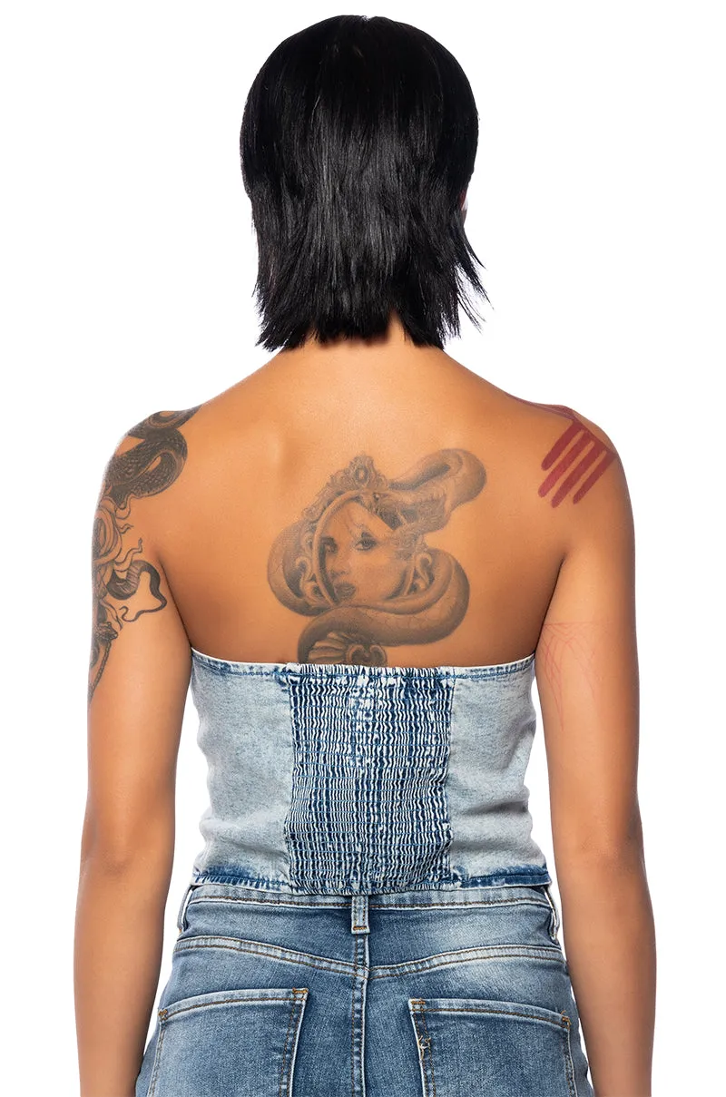 ALEX ACID WASH DENIM CORSET