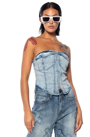 ALEX ACID WASH DENIM CORSET