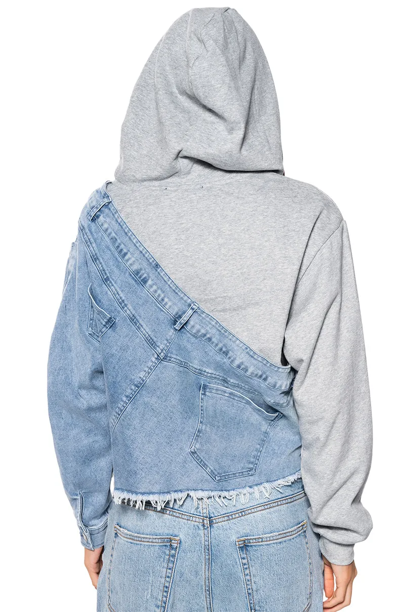 ALL THE WAY UP DENIM PULLOVER SWEATSHIRT