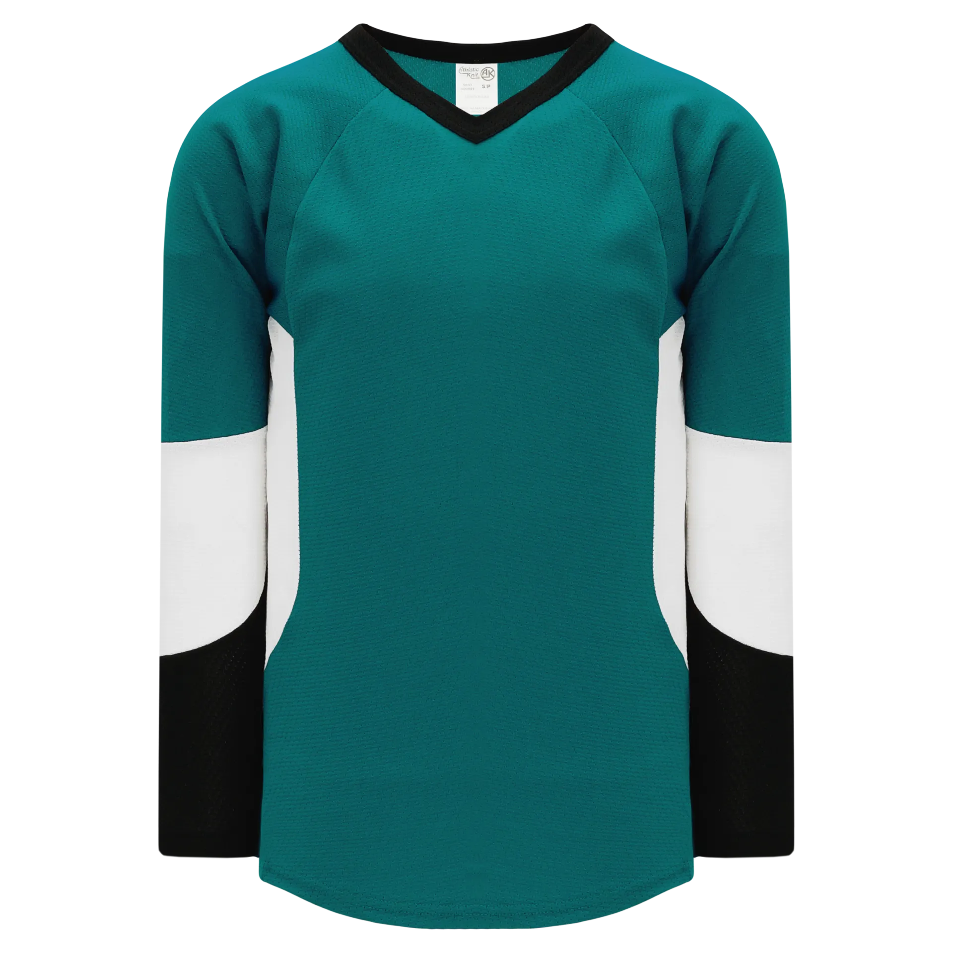 Athletic Knit (AK) H6600A-457 Adult Pacific Teal/Black/White League Hockey Jersey