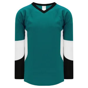 Athletic Knit (AK) H6600A-457 Adult Pacific Teal/Black/White League Hockey Jersey