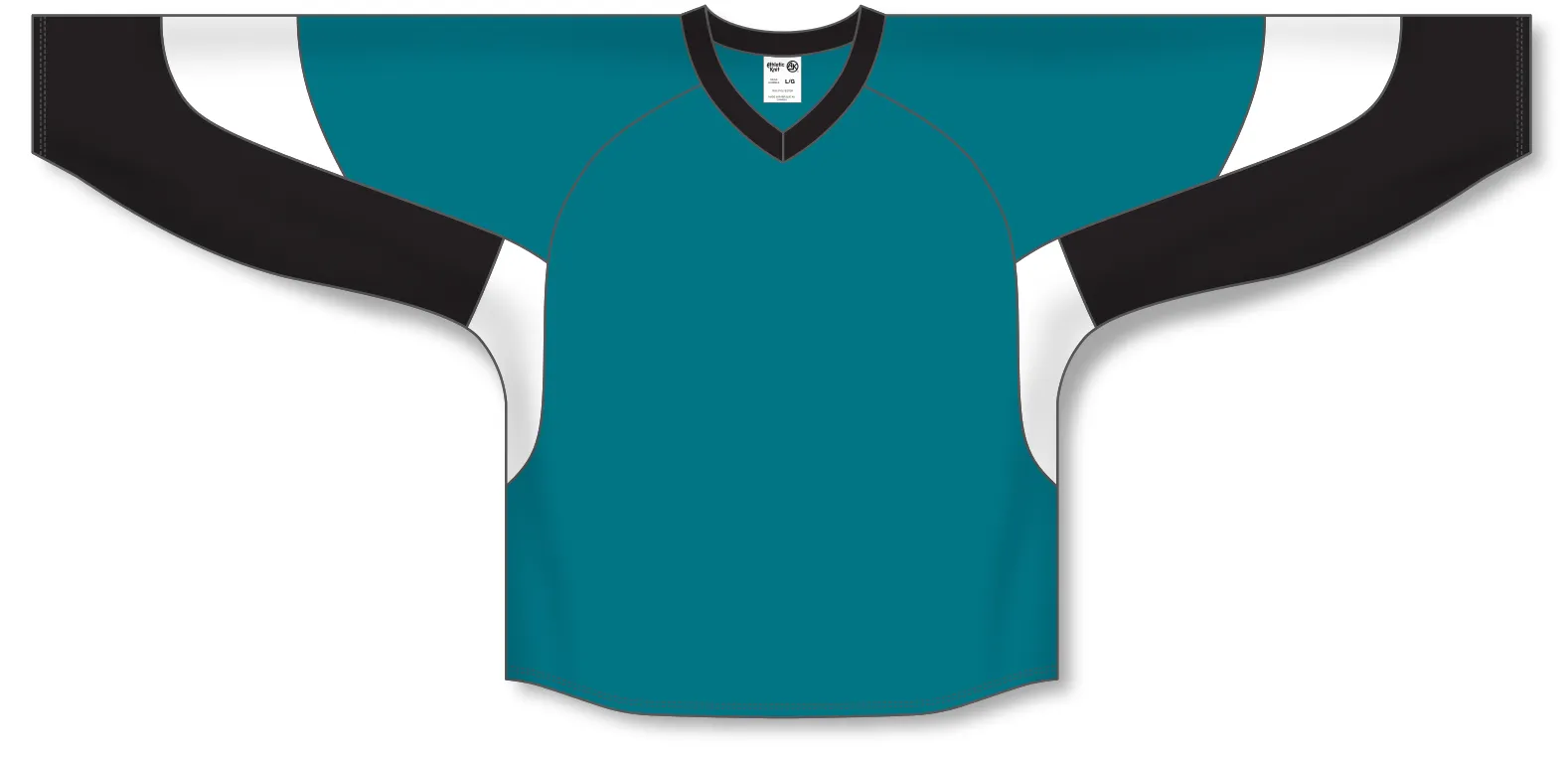 Athletic Knit (AK) H6600A-457 Adult Pacific Teal/Black/White League Hockey Jersey