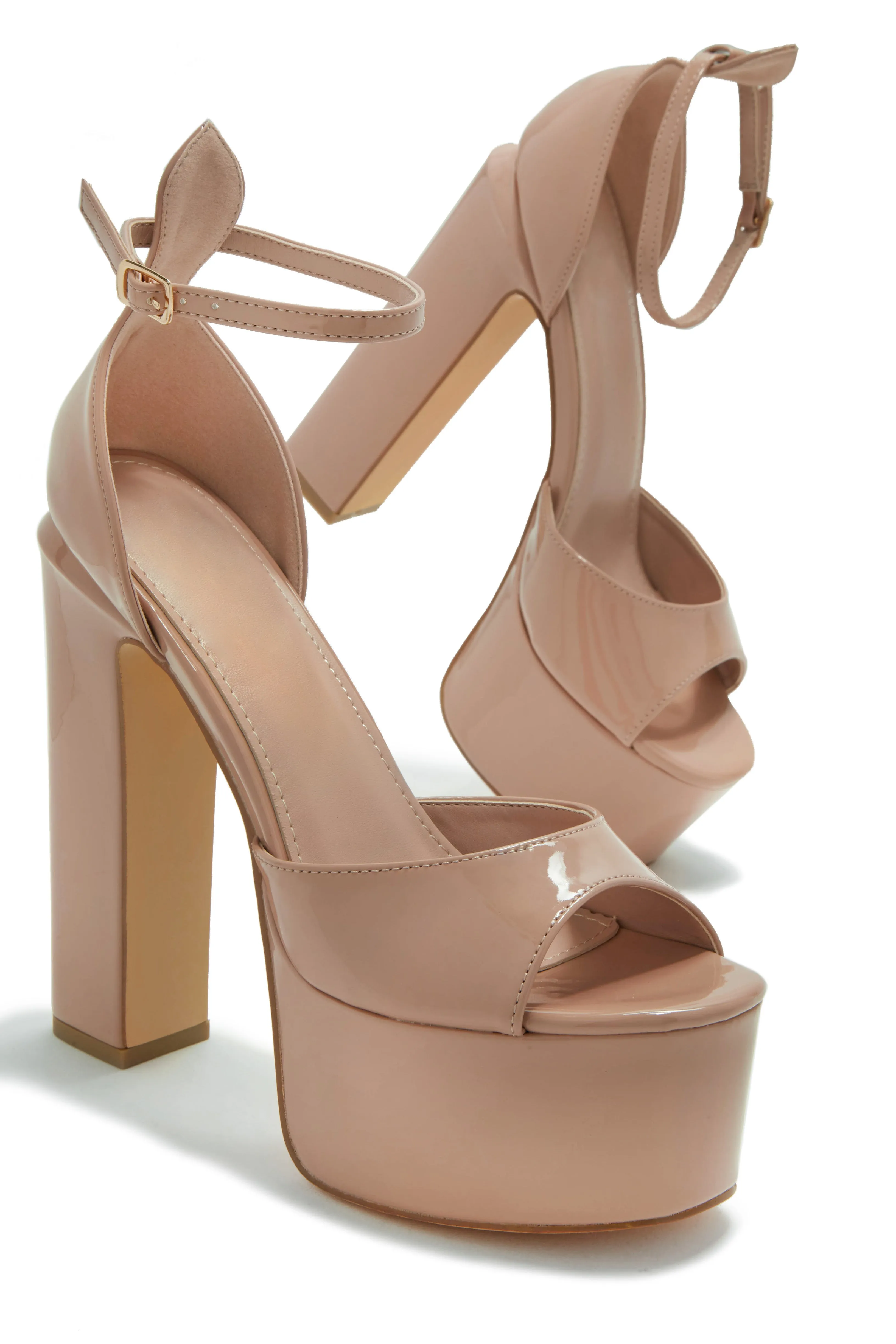 Avani Block High Heel Platforms - Nude