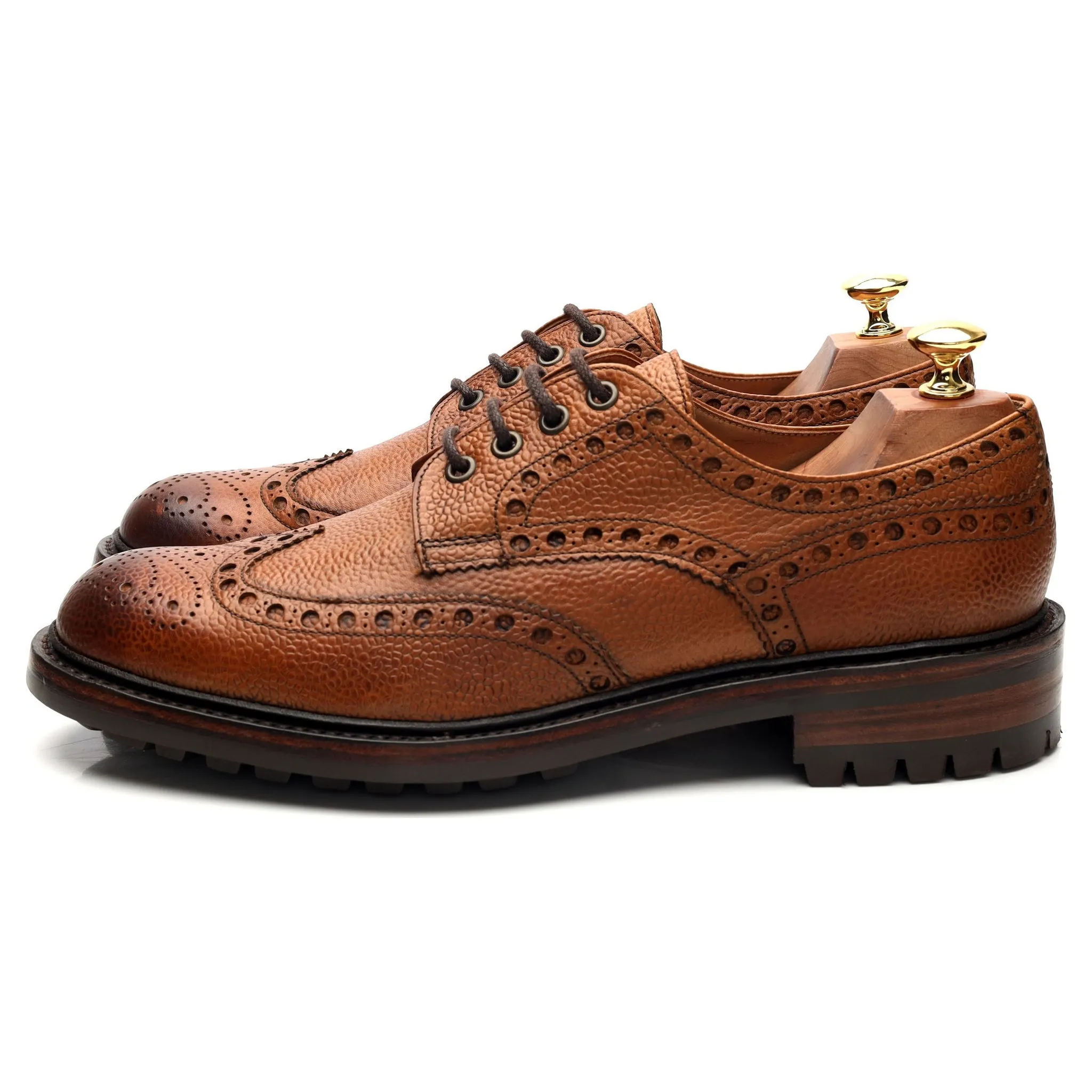 'Avon' Tan Brown Leather Derby Brogue UK 9 F