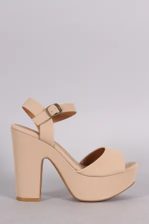 Bamboo Ankle Strap Chunky Platform Heel