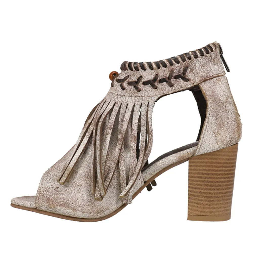 Bettina Fringe Peep Toe Shootie Pumps