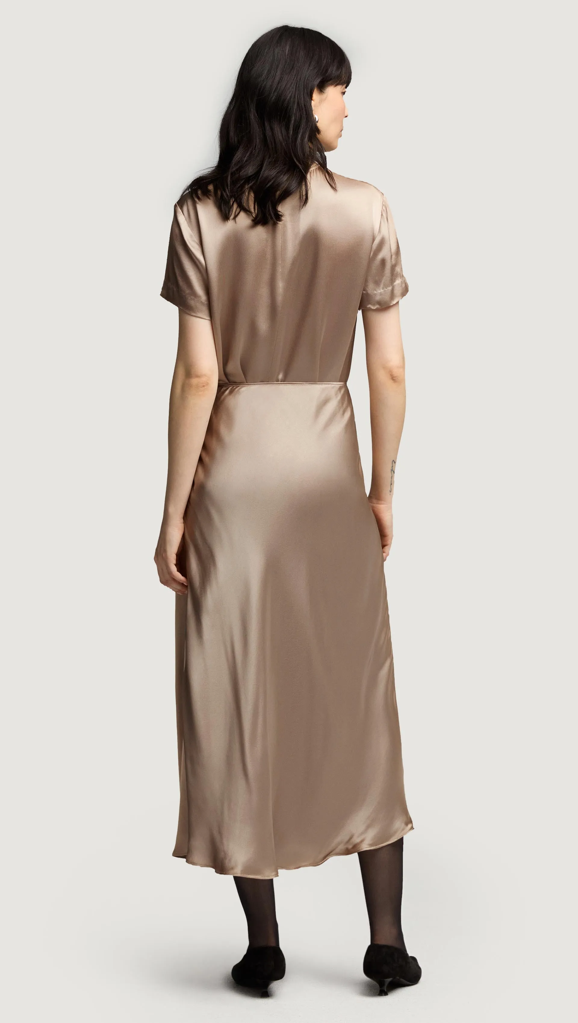 Bias Midi Skirt in Viscose Satin | Taupe