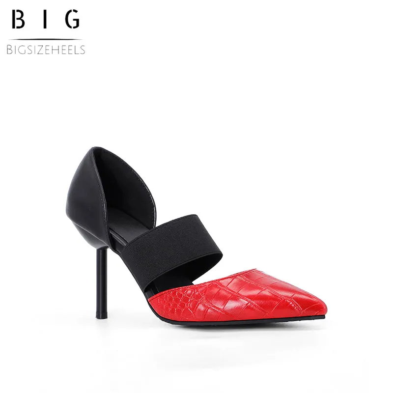 Bigsizeheels Pointed slip-on stilettos - Red