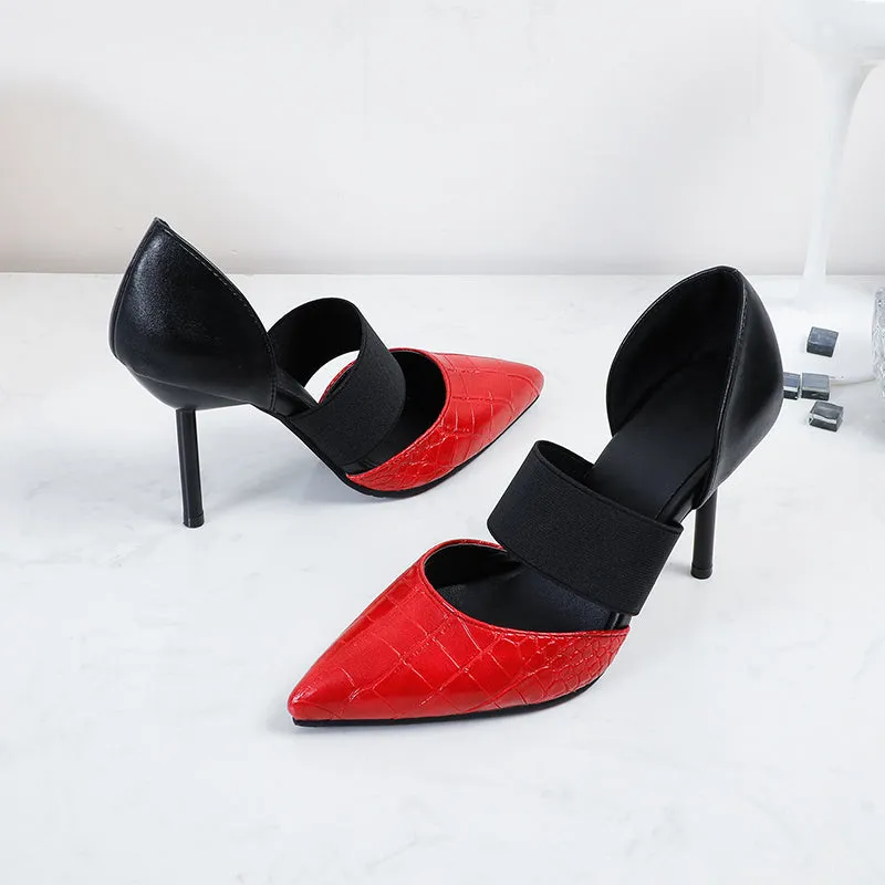 Bigsizeheels Pointed slip-on stilettos - Red