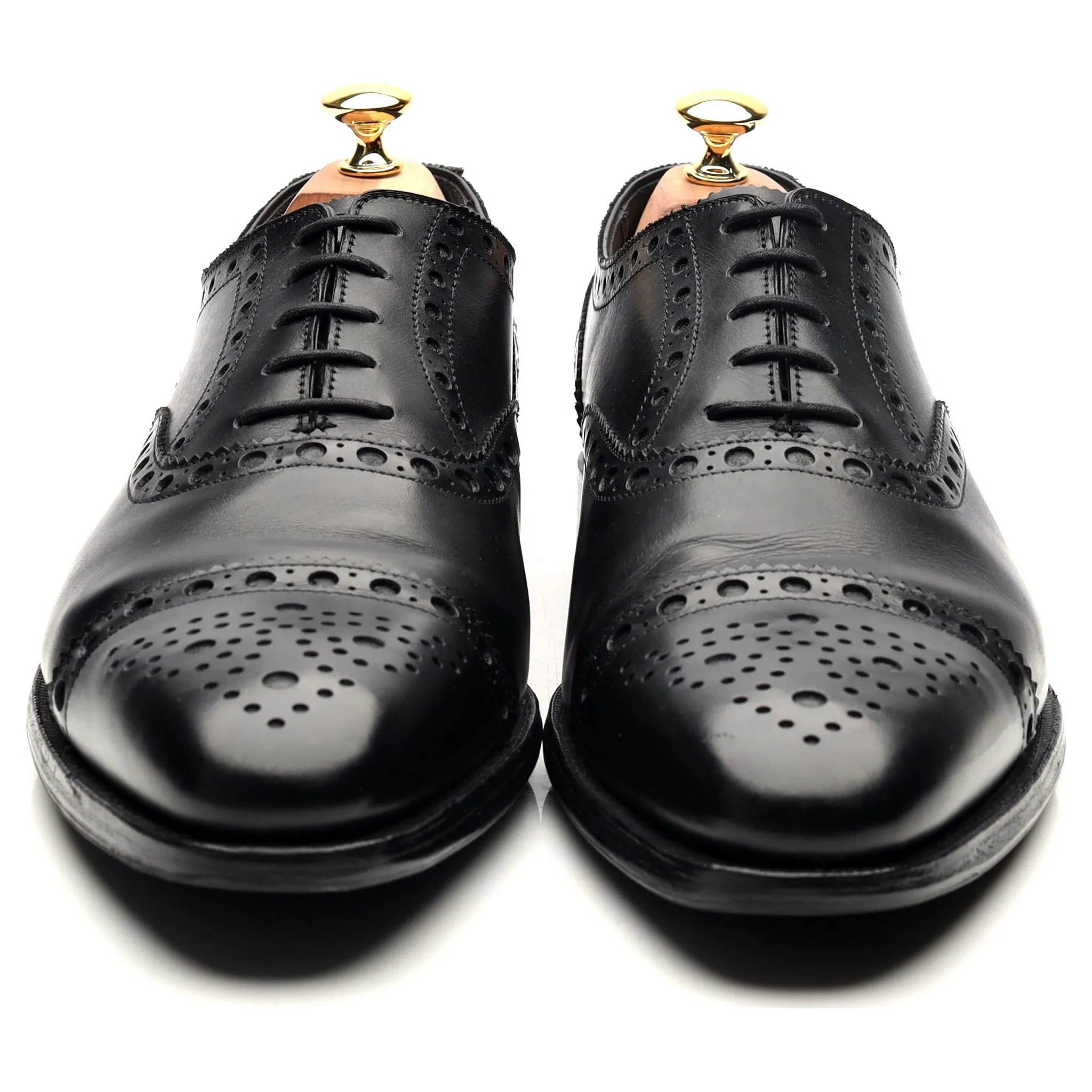 Black Leather Oxford Semi Brogues UK 10 E